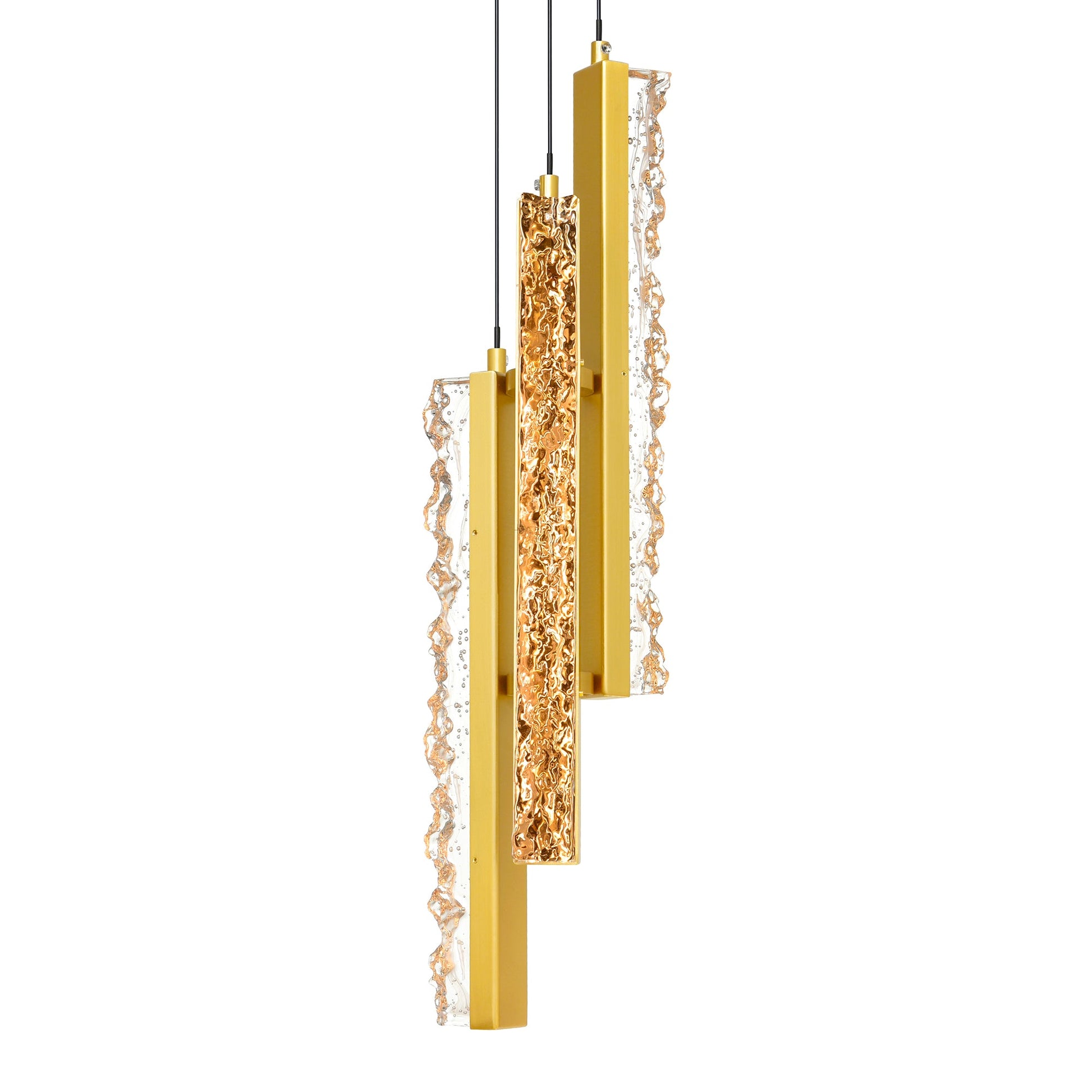 Stagger Integrated LED 6in Brass Mini Pendant with Handcrafted Glass - CWI Lighting