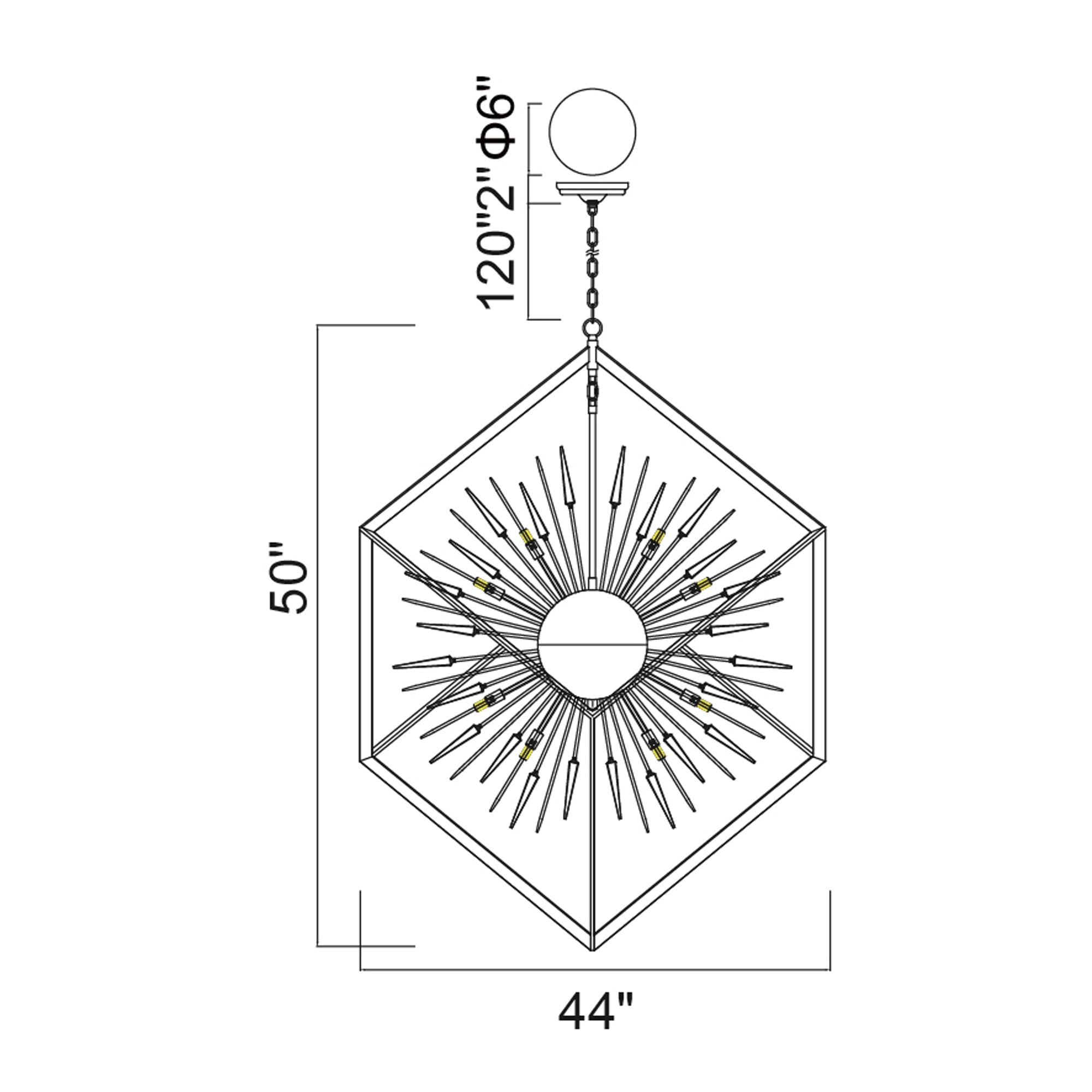 Starburst 20 Light Chrome & Black Chandelier - CWI Lighting