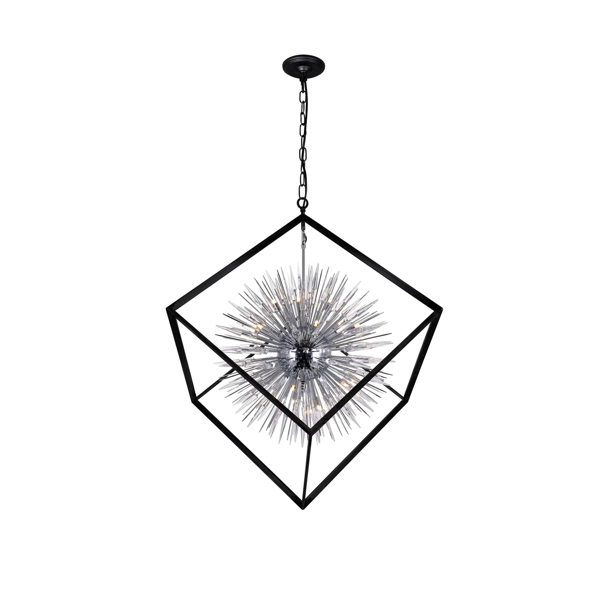 Starburst 20 Light Chrome & Black Chandelier - CWI Lighting