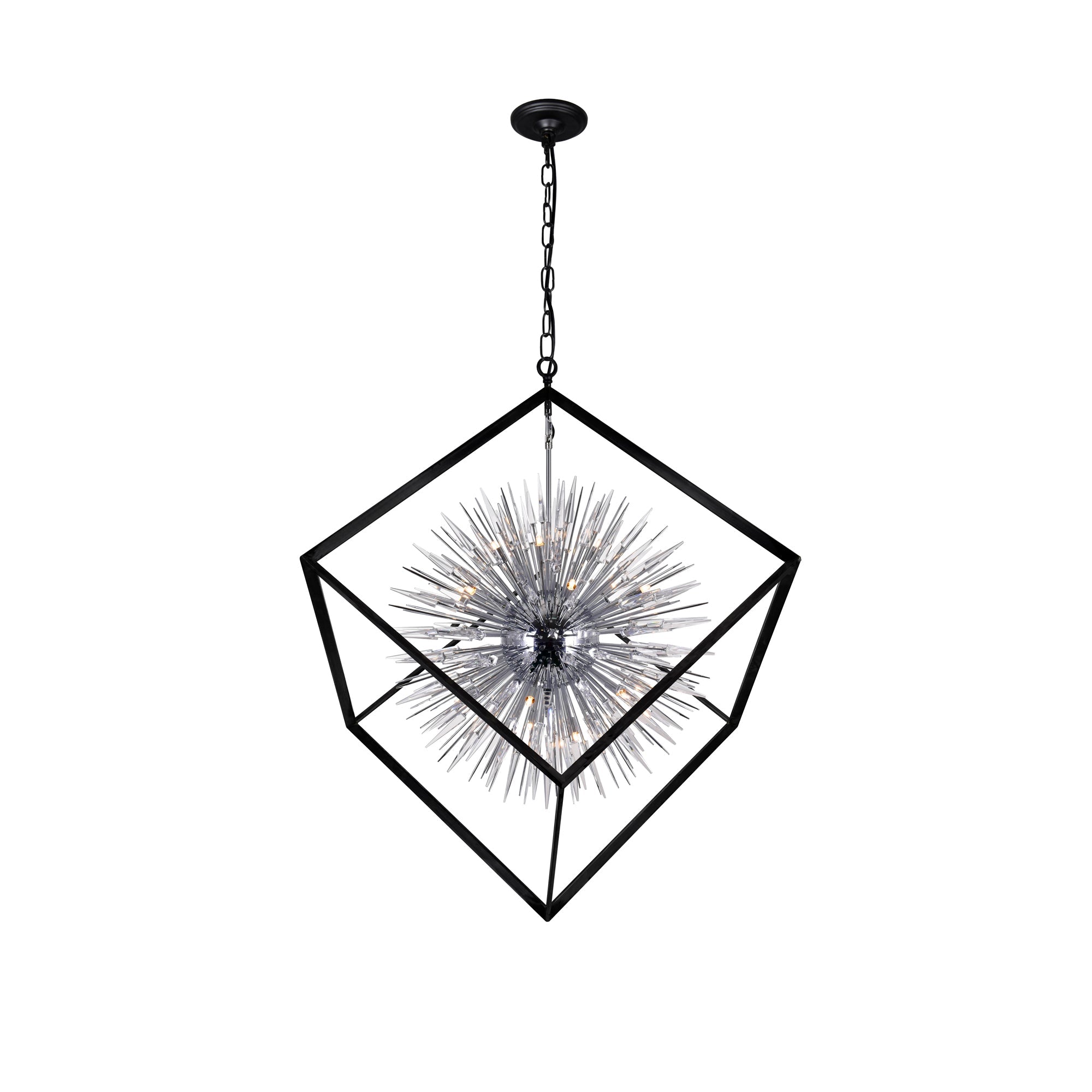 Starburst 20 Light Chrome & Black Chandelier - CWI Lighting