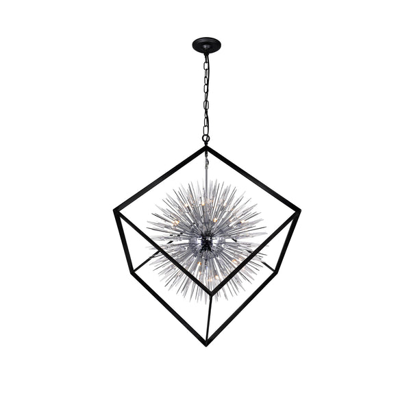Starburst 20 Light Chrome & Black Chandelier - CWI Lighting