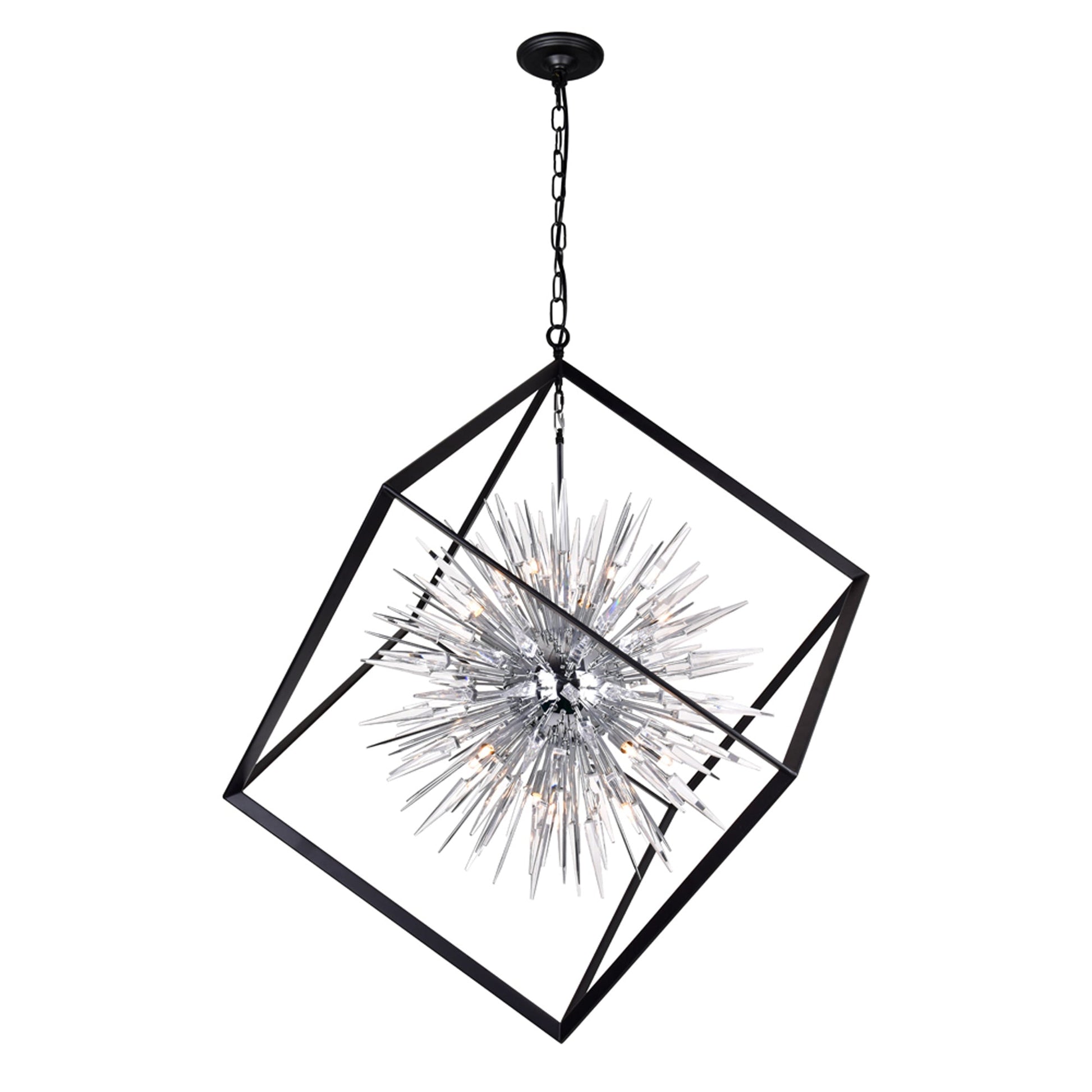 Starburst 20 Light Chrome & Black Chandelier - CWI Lighting