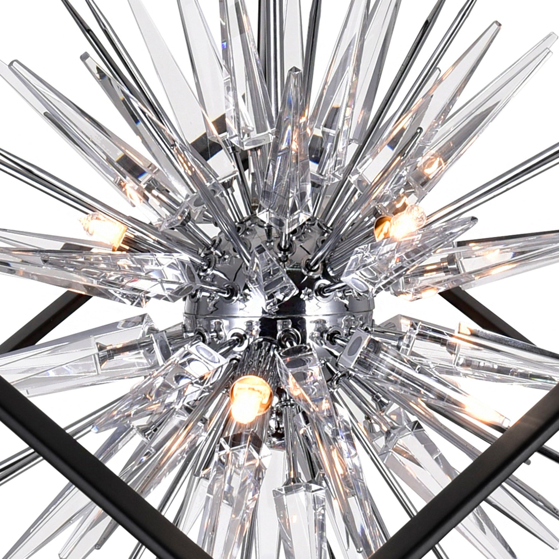 Starburst 6 Light Chrome & Black Chandelier - CWI Lighting