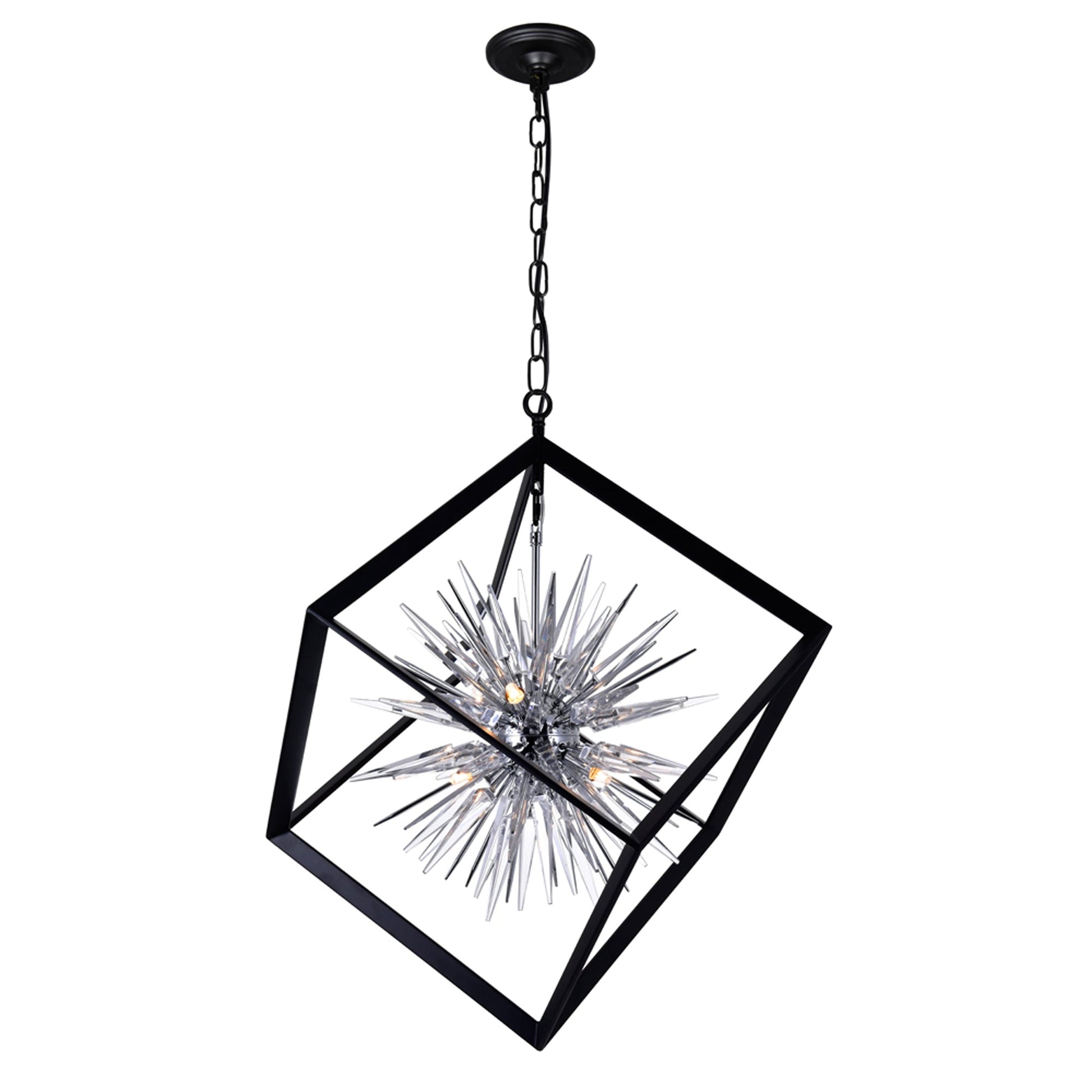 Starburst 6 Light Chrome & Black Chandelier - CWI Lighting