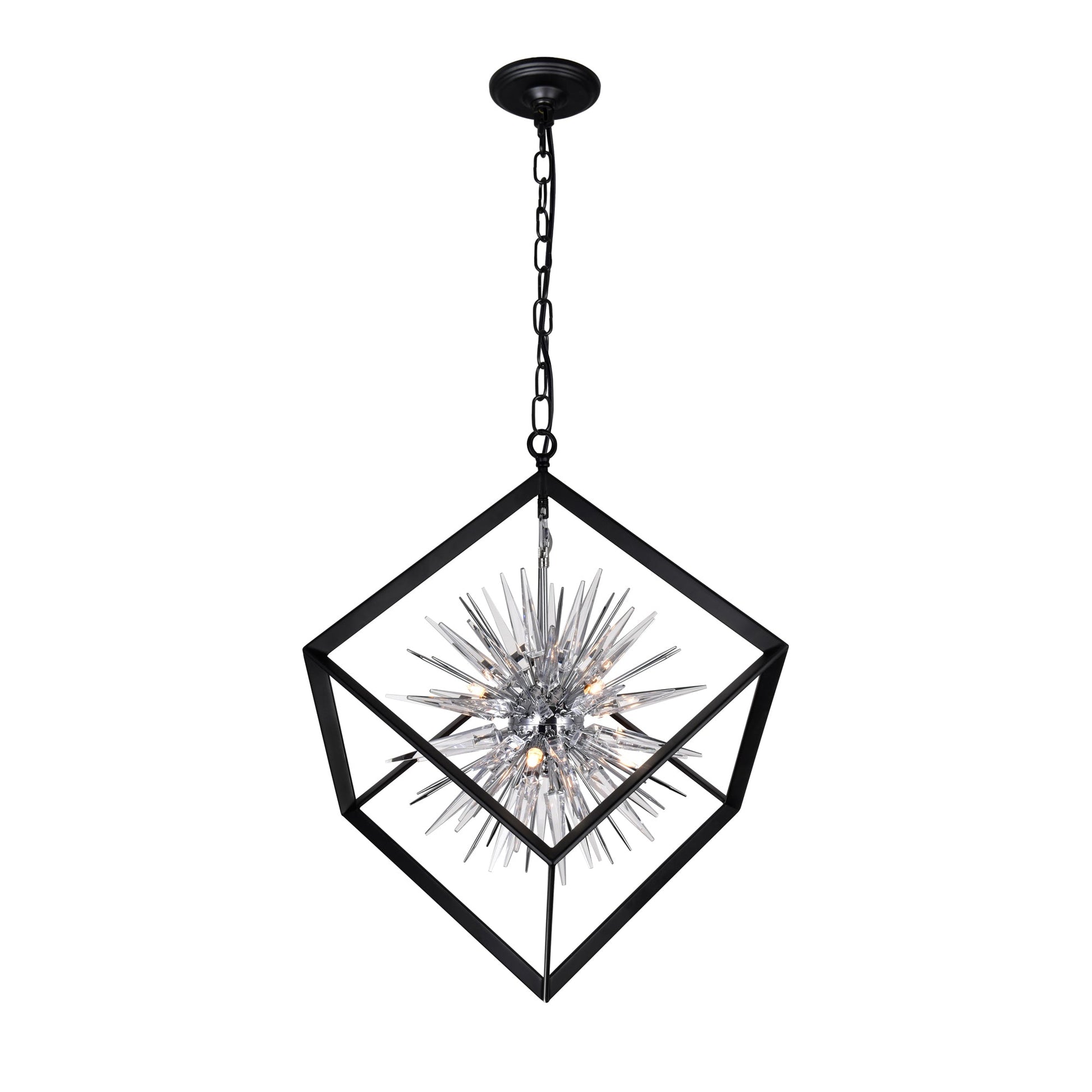 Starburst 6 Light Chrome & Black Chandelier - CWI Lighting