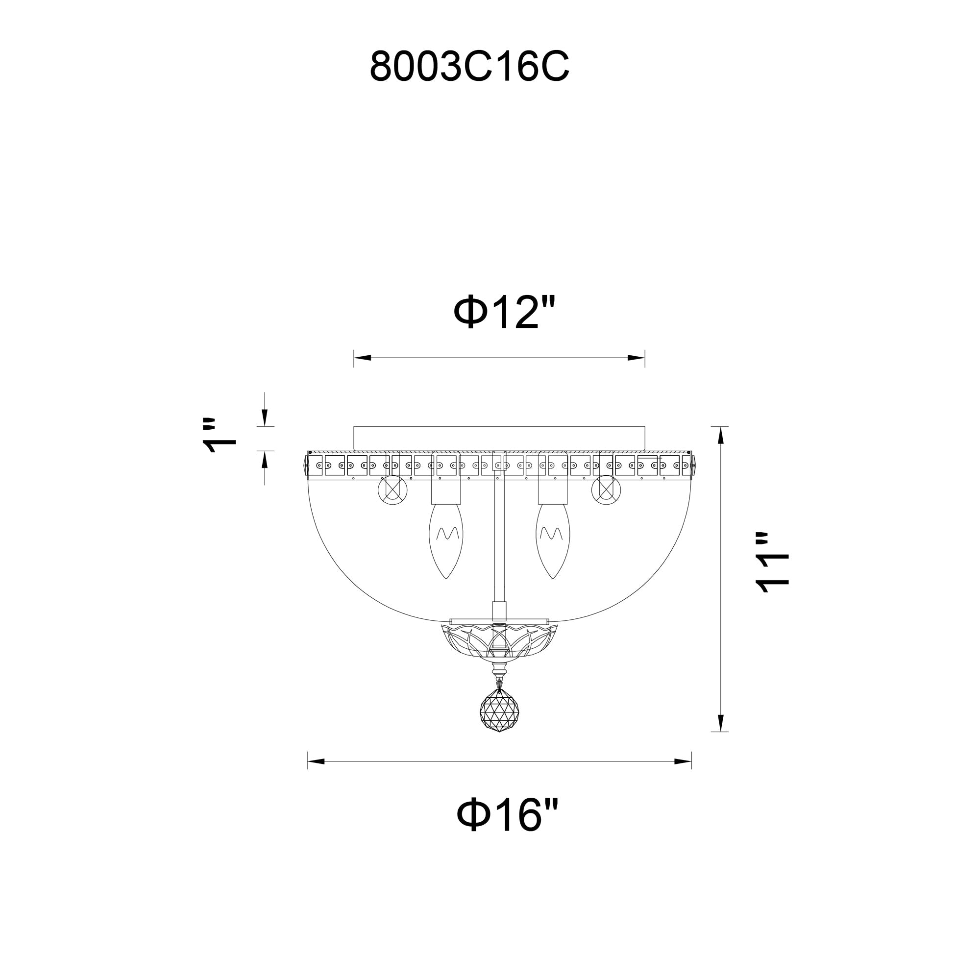 Stefania 5 Light Chrome Flush Mount - CWI Lighting