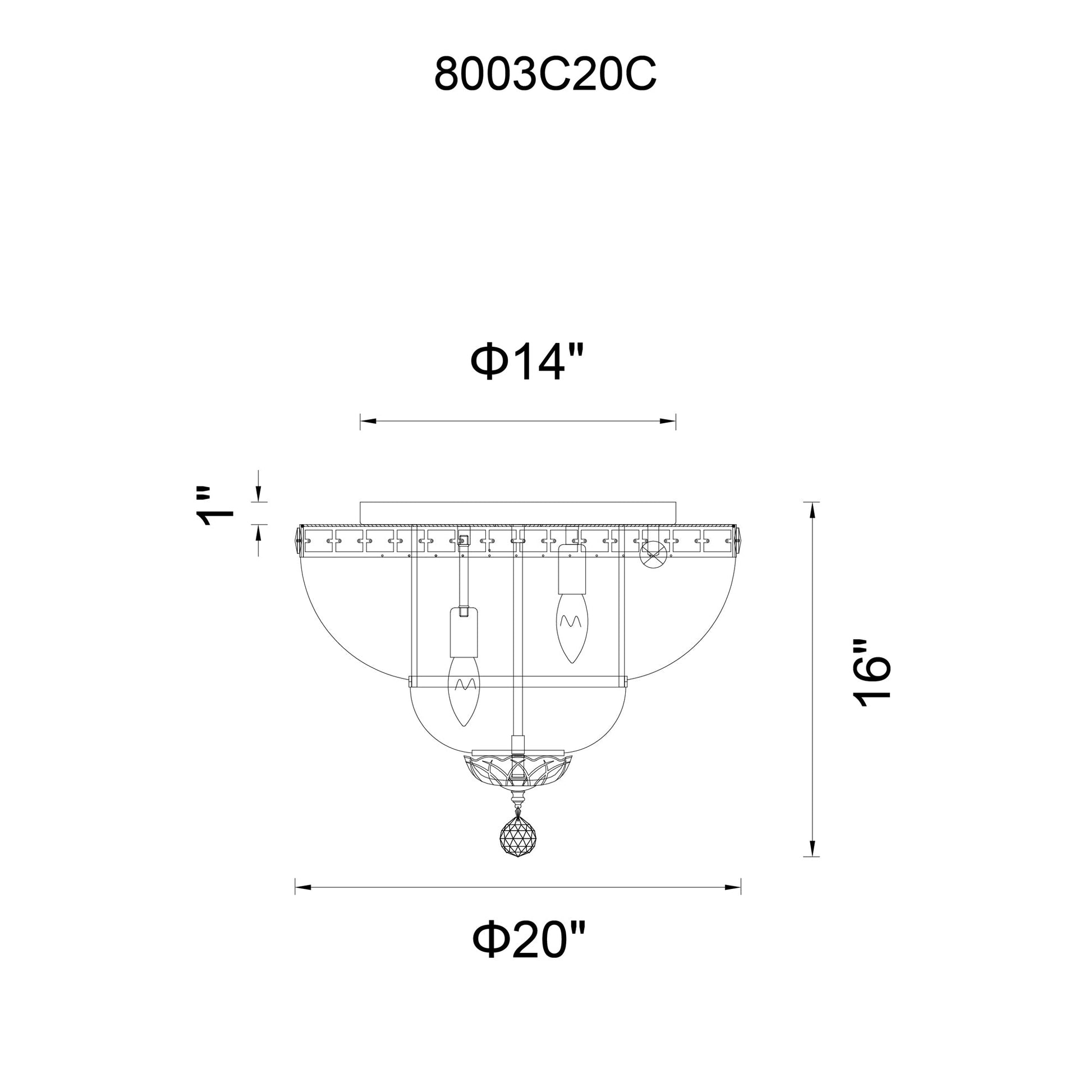 Stefania 8 Light Chrome Flush Mount - CWI Lighting