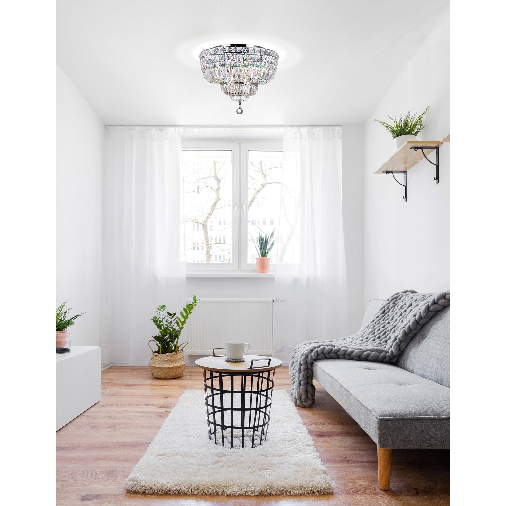 Stefania 8 Light Chrome Flush Mount - CWI Lighting