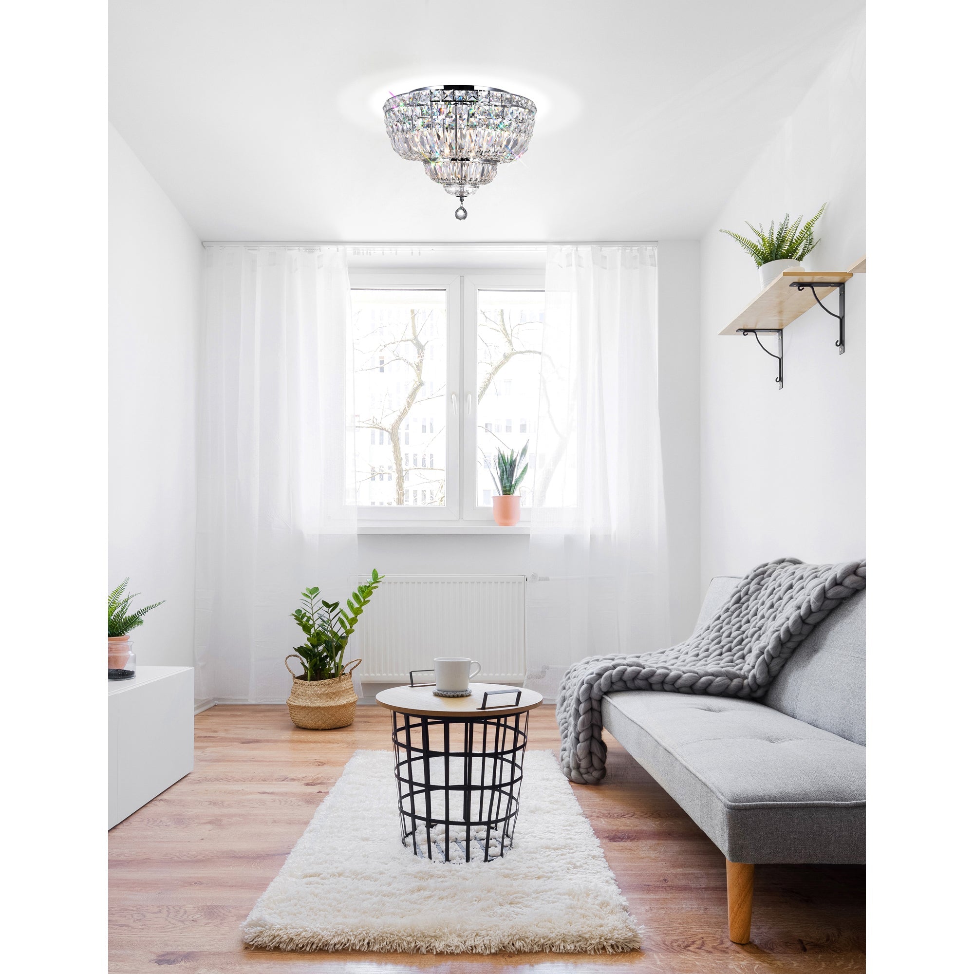 Stefania 8 Light Chrome Flush Mount - CWI Lighting