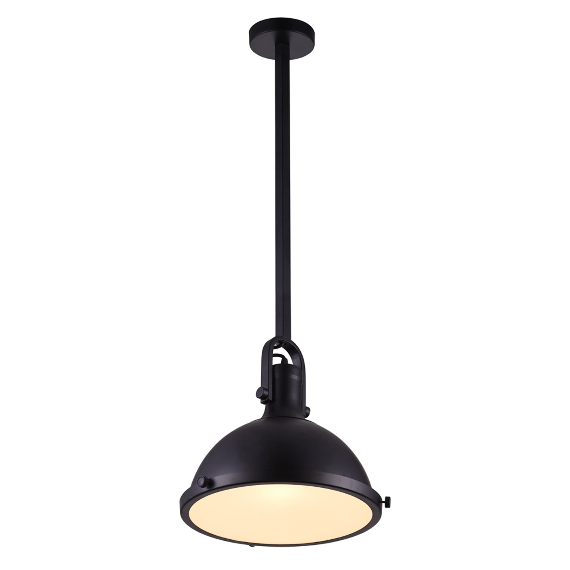 Strum 1 Light 12in Black Down Pendant - CWI Lighting