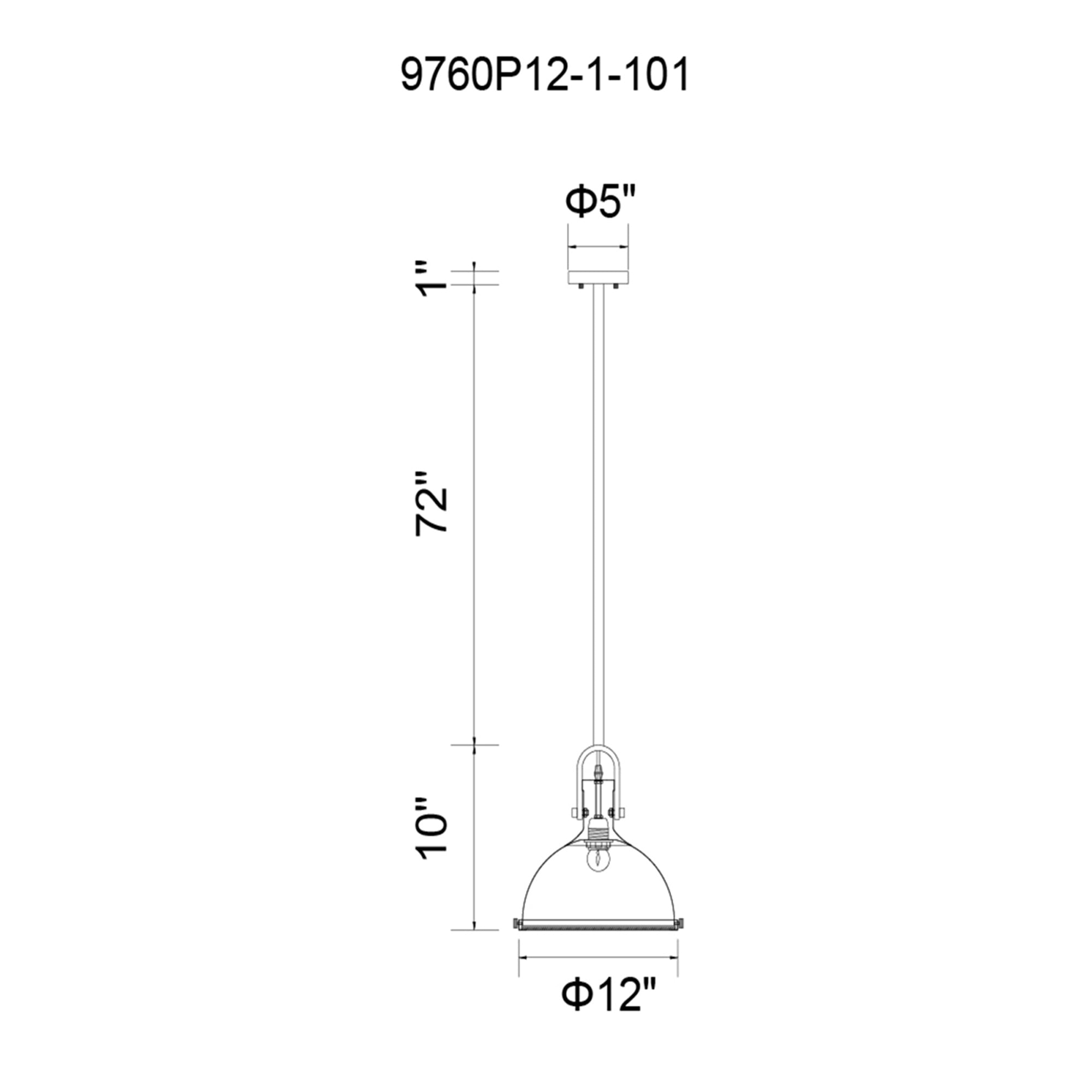 Strum 1 Light 12in Black Down Pendant - CWI Lighting