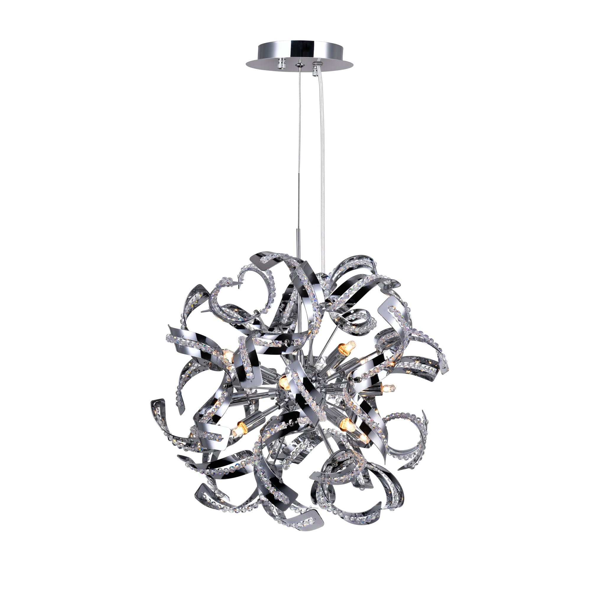 Swivel 12 Light 19in Chrome Chandelier - CWI Lighting