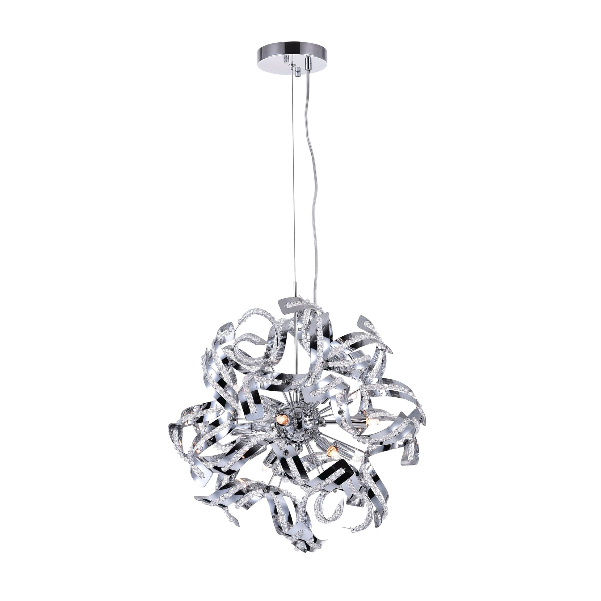 Swivel 12 Light 19in Chrome Chandelier - CWI Lighting
