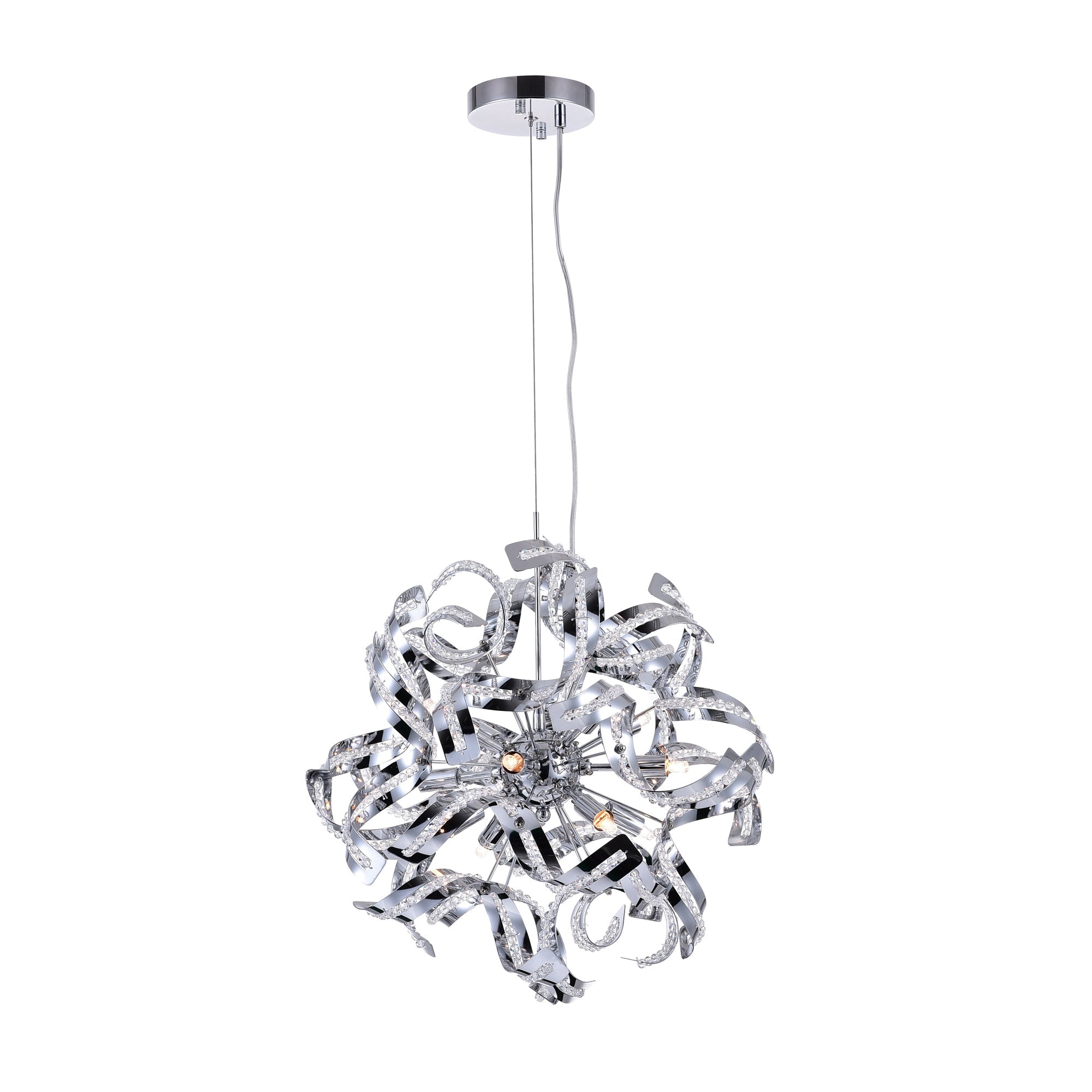 Swivel 12 Light 19in Chrome Chandelier - CWI Lighting