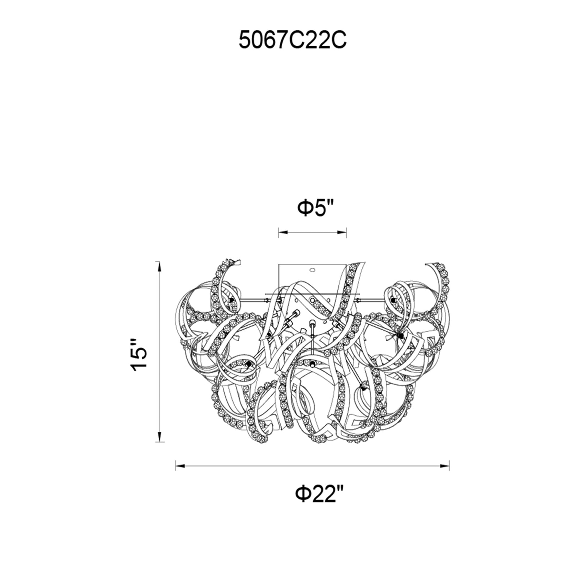 Swivel 13 Light 22in Chrome Flush Mount - CWI Lighting
