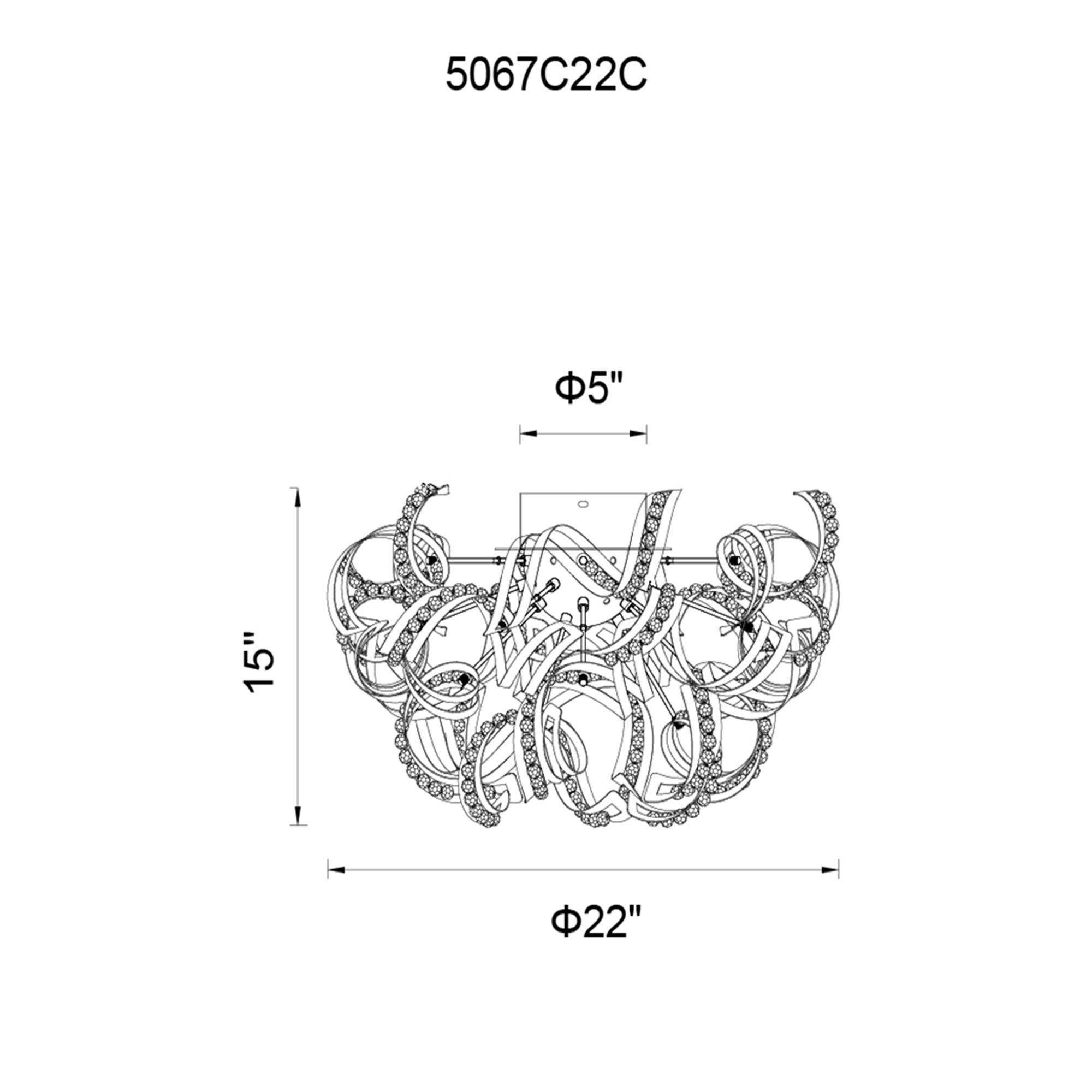 Swivel 13 Light 22in Chrome Flush Mount - CWI Lighting