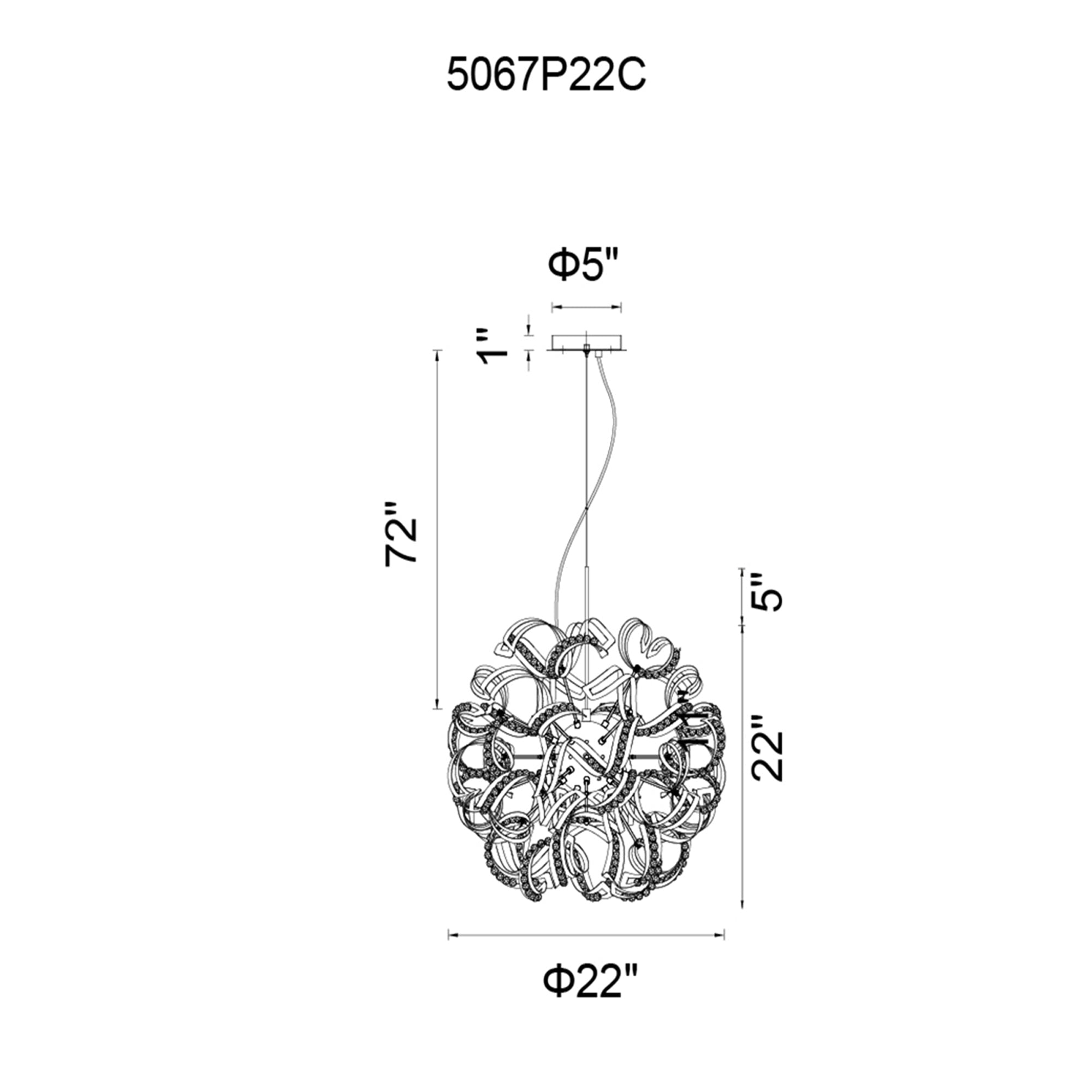 Swivel 14 Light 22in Chrome Chandelier - CWI Lighting