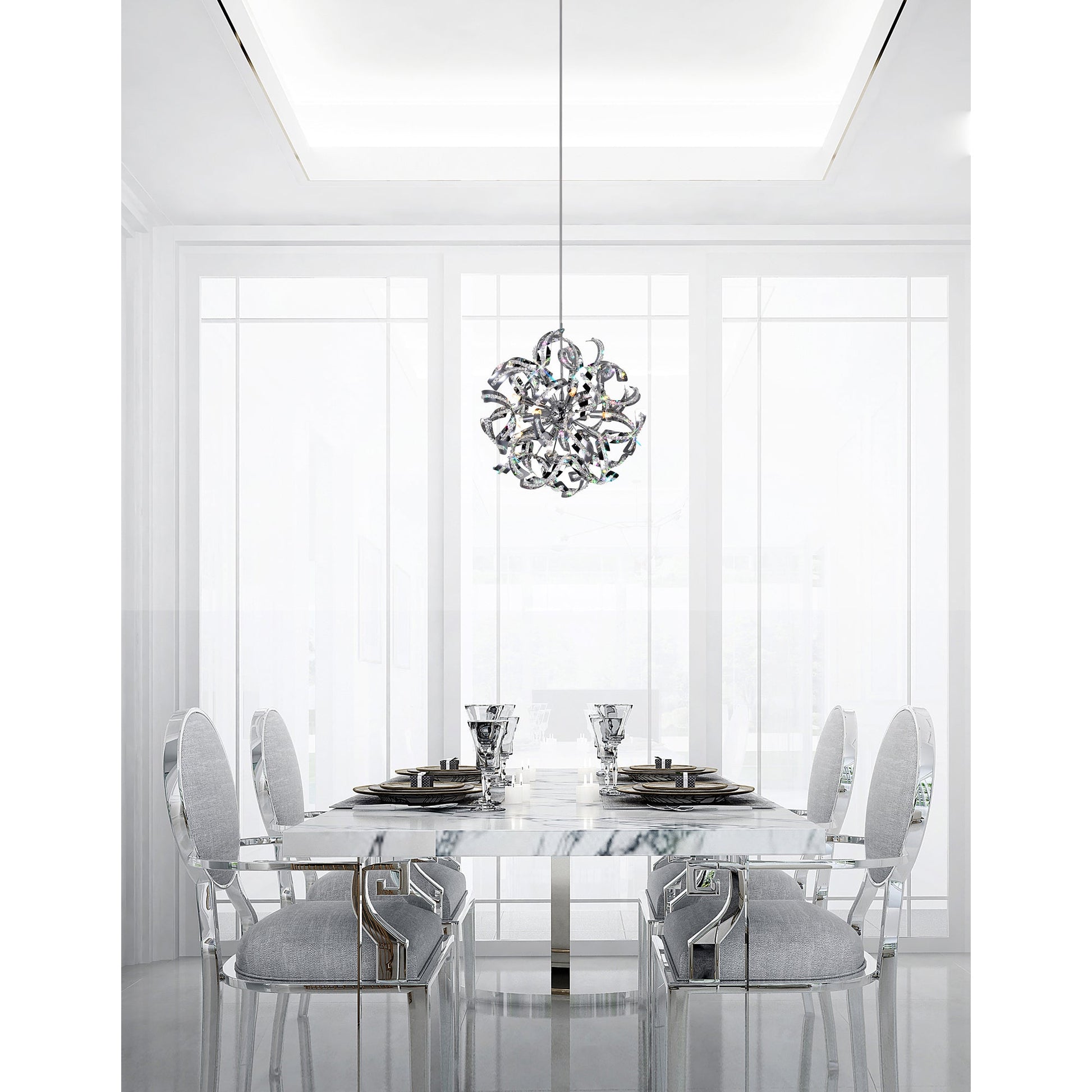 Swivel 14 Light 22in Chrome Chandelier - CWI Lighting