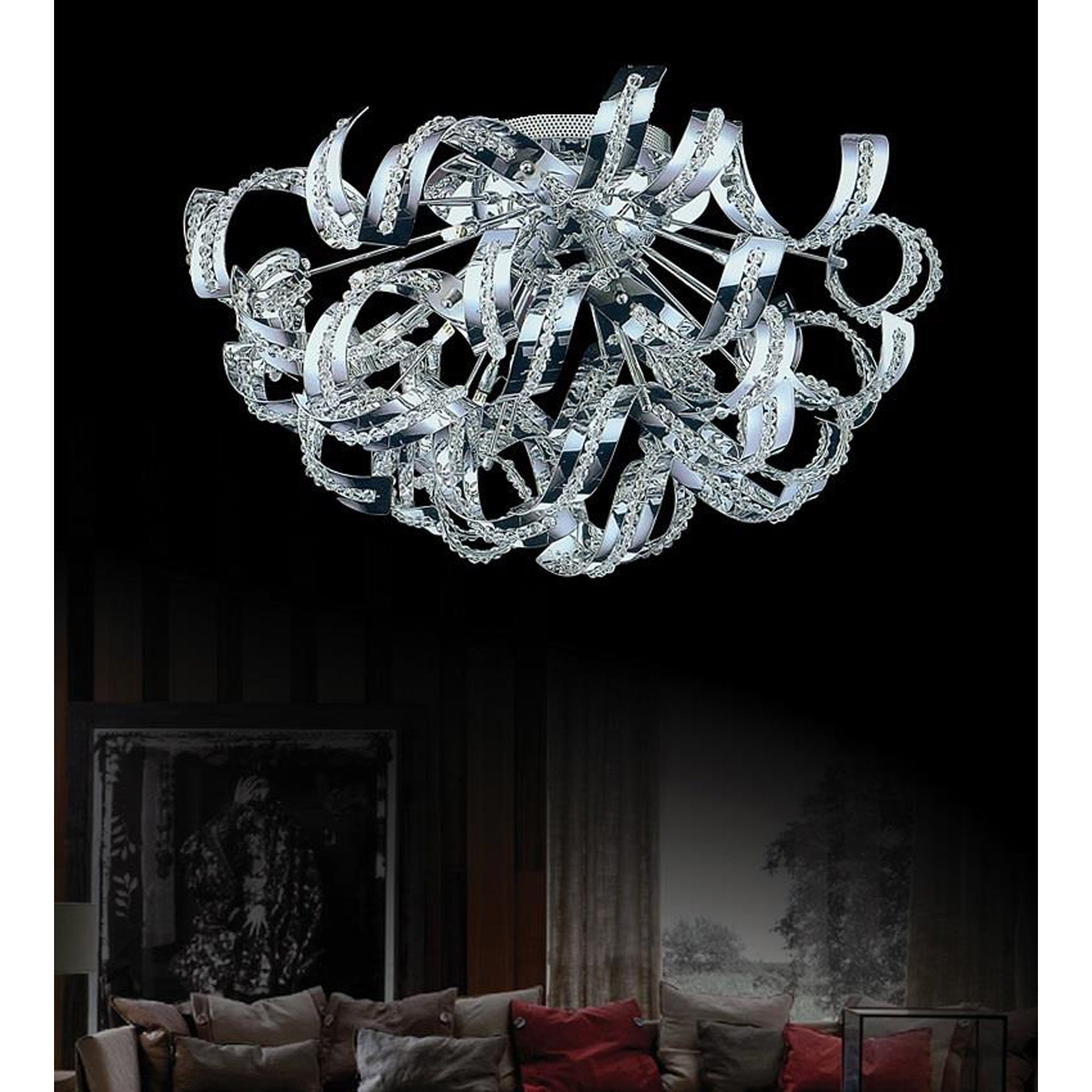 Swivel 9 Light 18in Chrome Flush Mount - CWI Lighting
