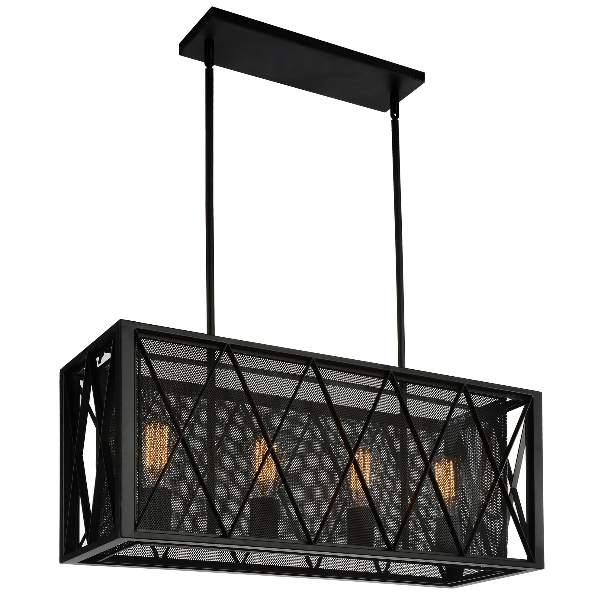 Tapedia 4 Light Up Chandelier With Black Finish - CWI Lighting