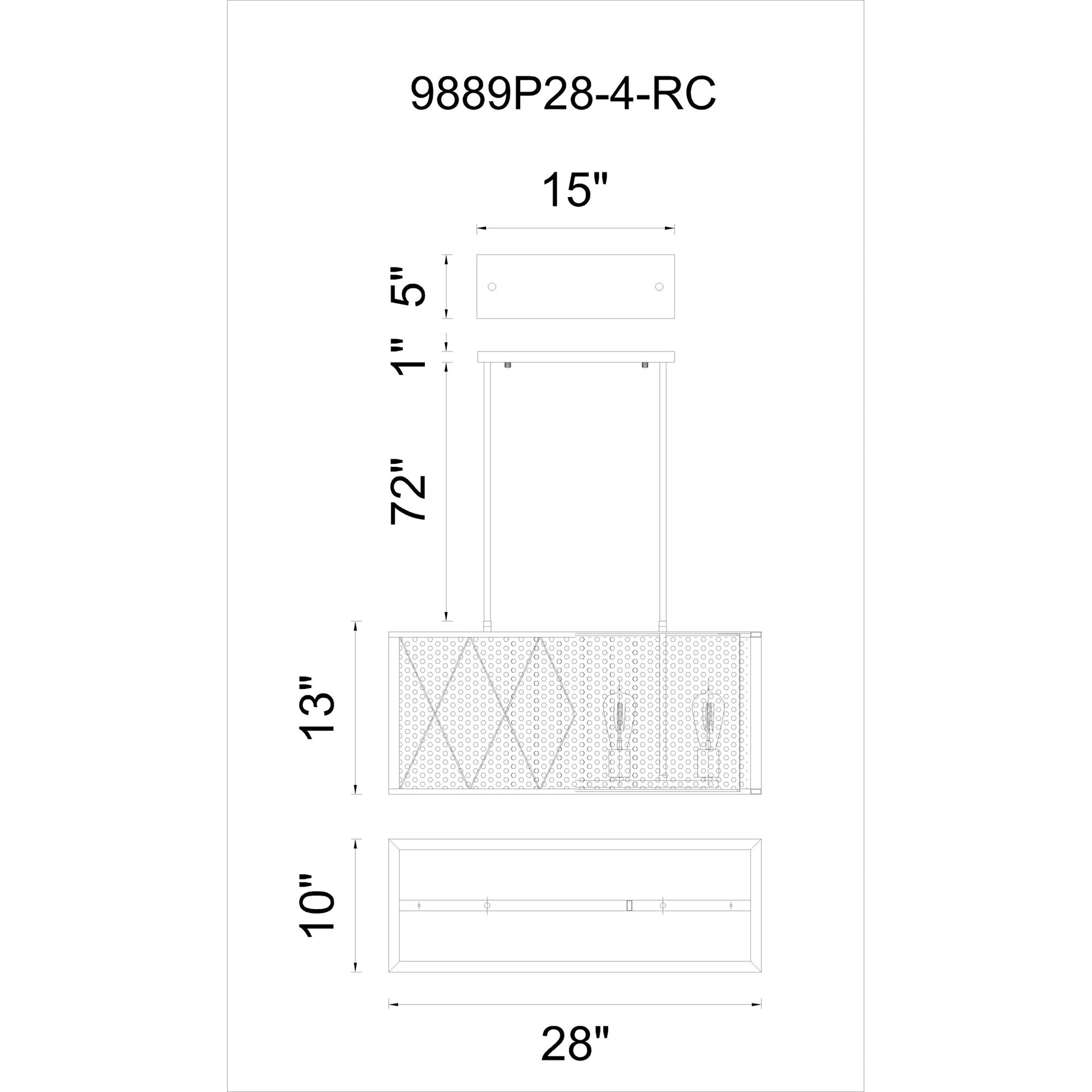 Tapedia 4 Light Up Chandelier With Black Finish - CWI Lighting