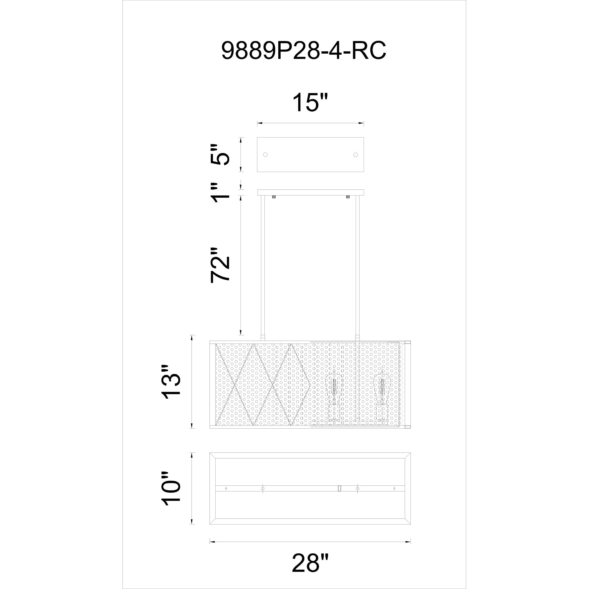 Tapedia 4 Light Up Chandelier With Black Finish - CWI Lighting