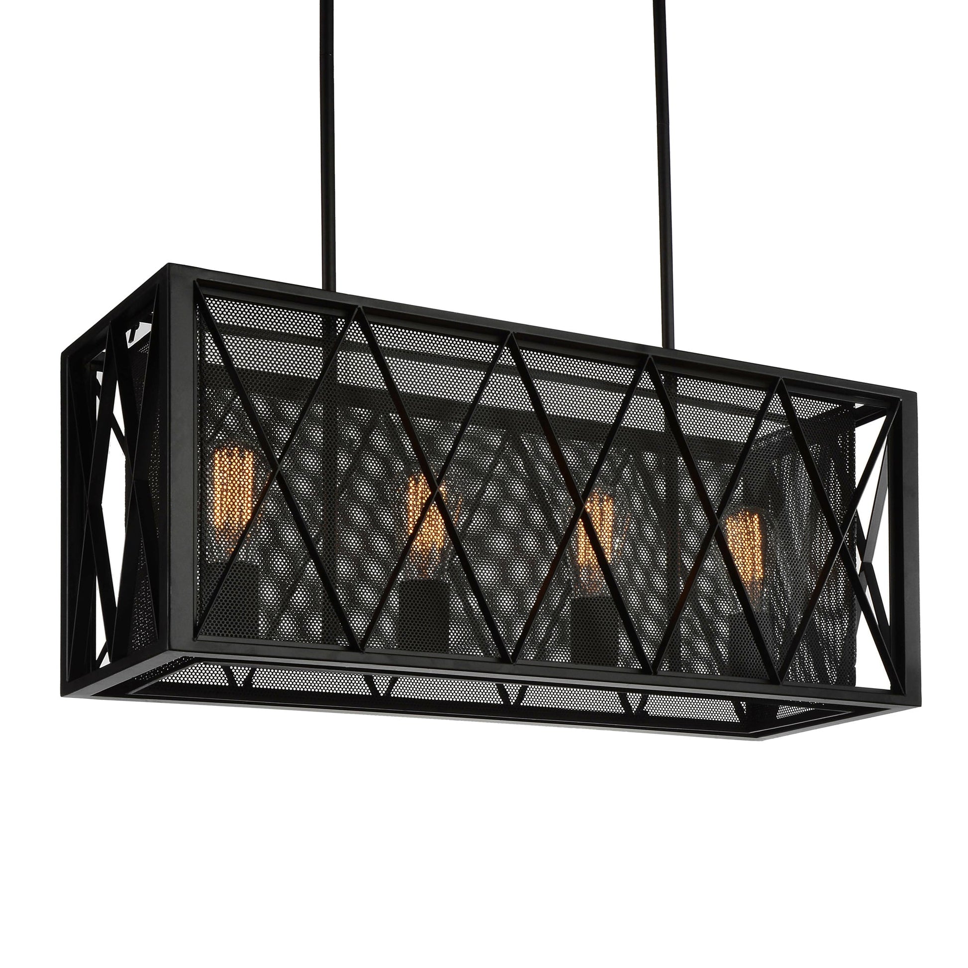 Tapedia 4 Light Up Chandelier With Black Finish - CWI Lighting