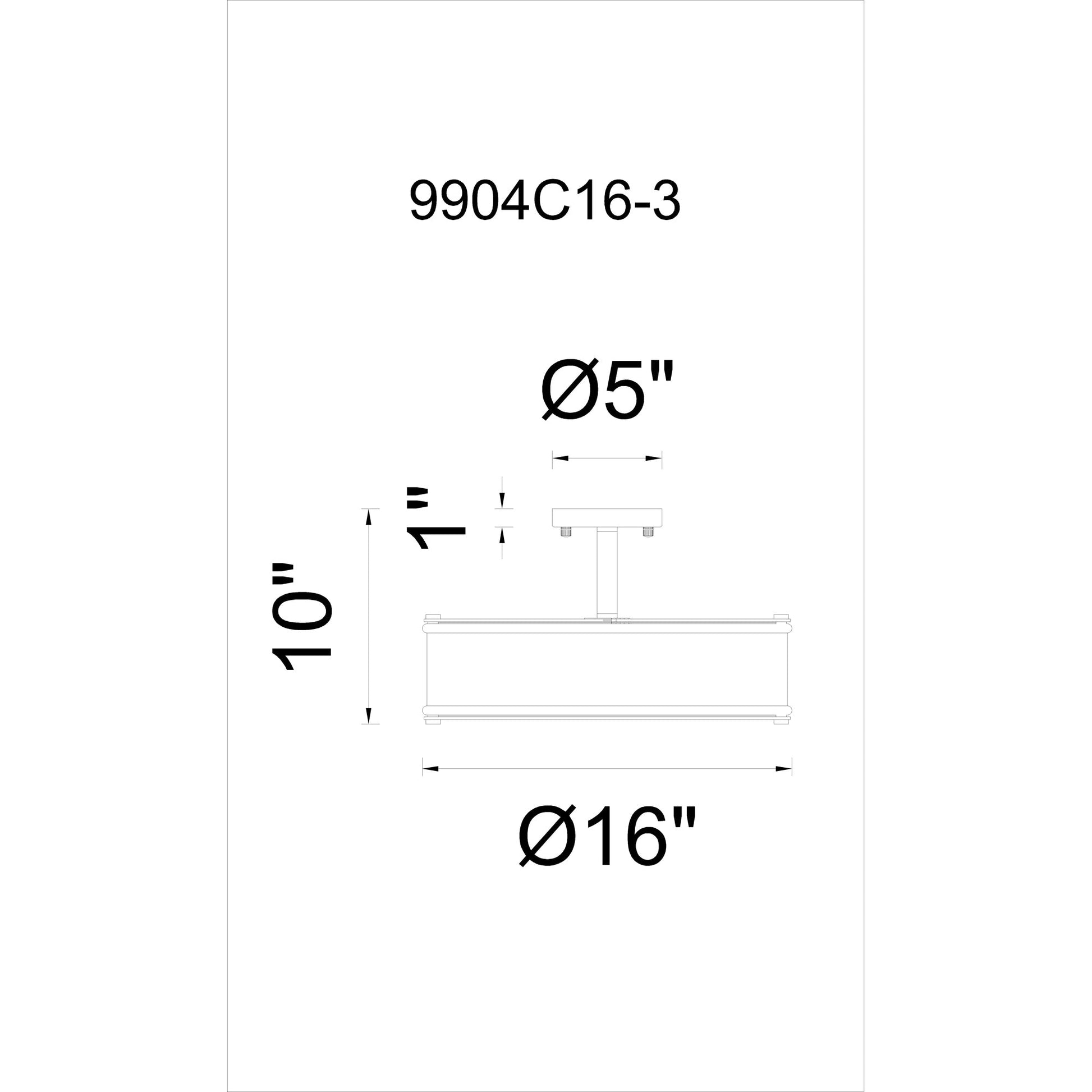 Tigris 3 Light 16in Black Drum Shade Flush Mount - CWI Lighting
