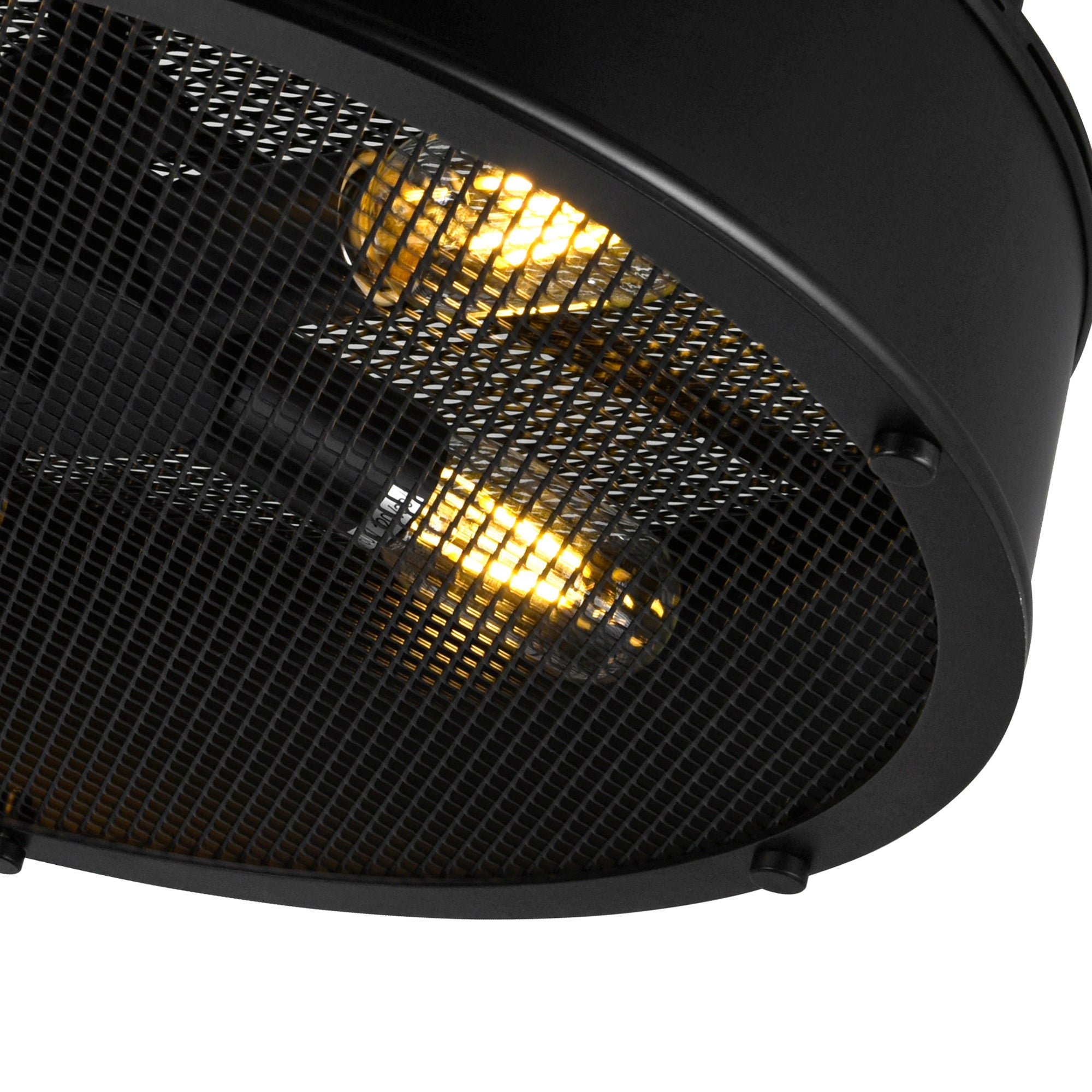 Tigris 3 Light 16in Black Drum Shade Flush Mount - CWI Lighting