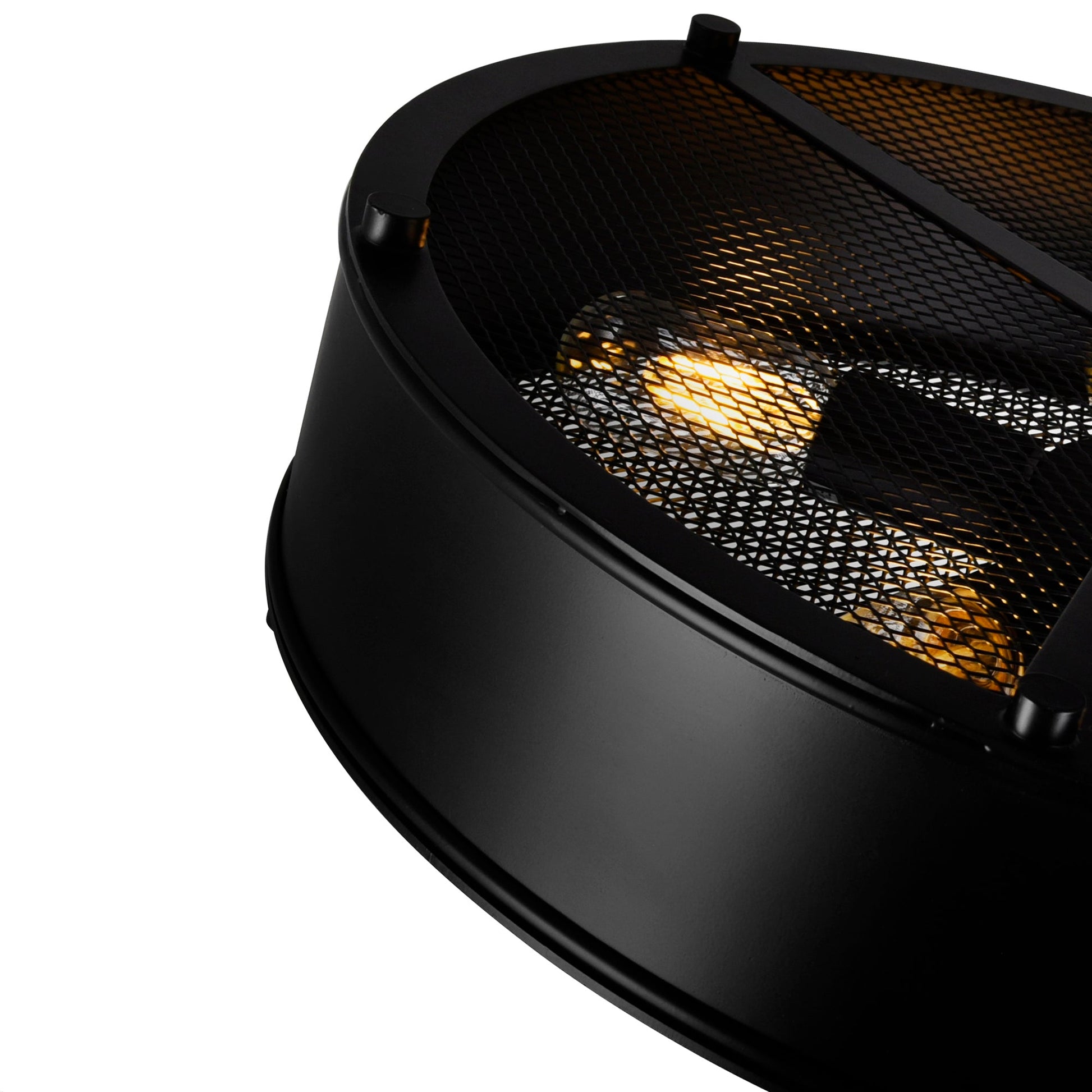 Tigris 3 Light 16in Black Drum Shade Flush Mount - CWI Lighting