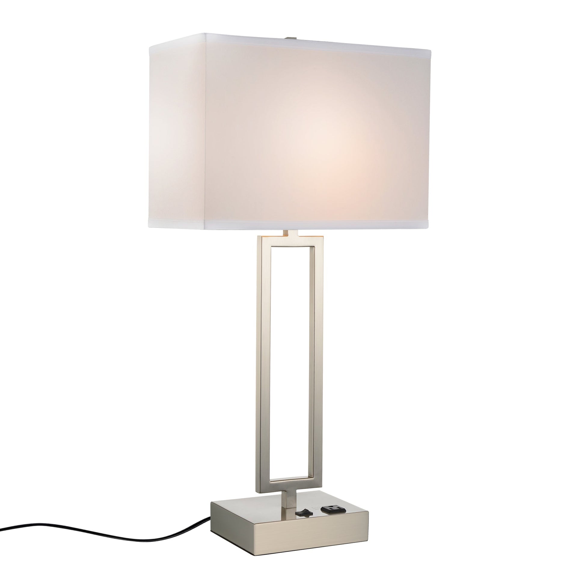 Torren 1 Light 14in Satin Nickel Table Lamp - CWI Lighting