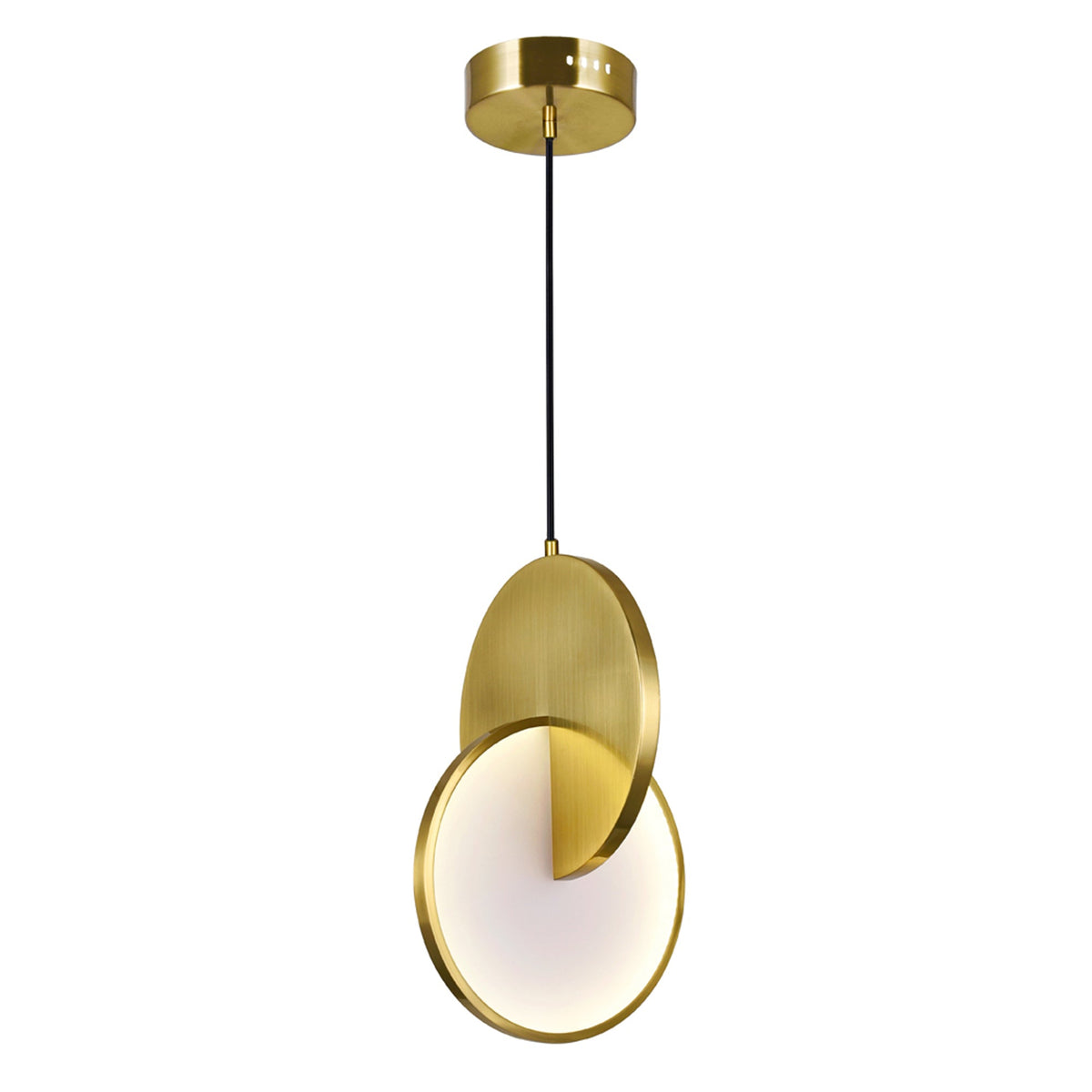Tranche Integrated LED 10in Brushed Brass Mini Pendant - CWI Lighting