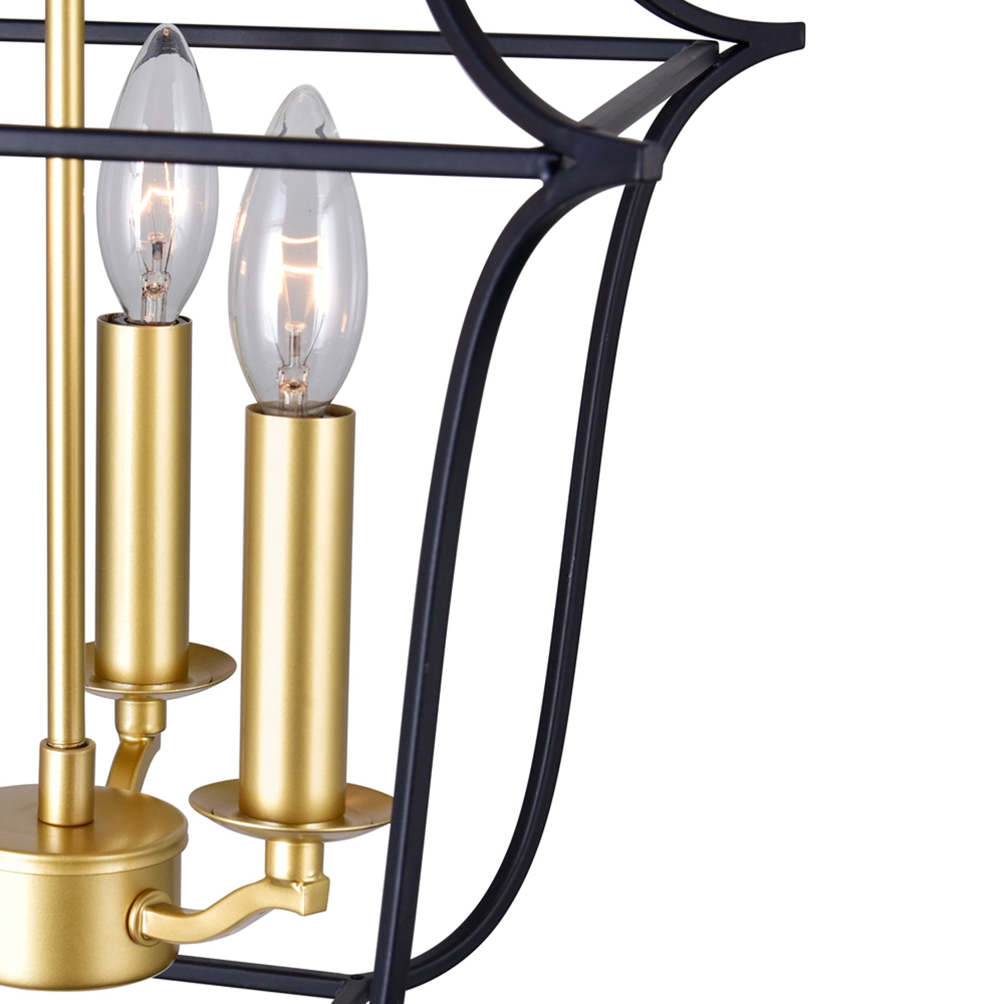 Tudor 3 Light 12in Satin Gold & Black Pendant - CWI Lighting