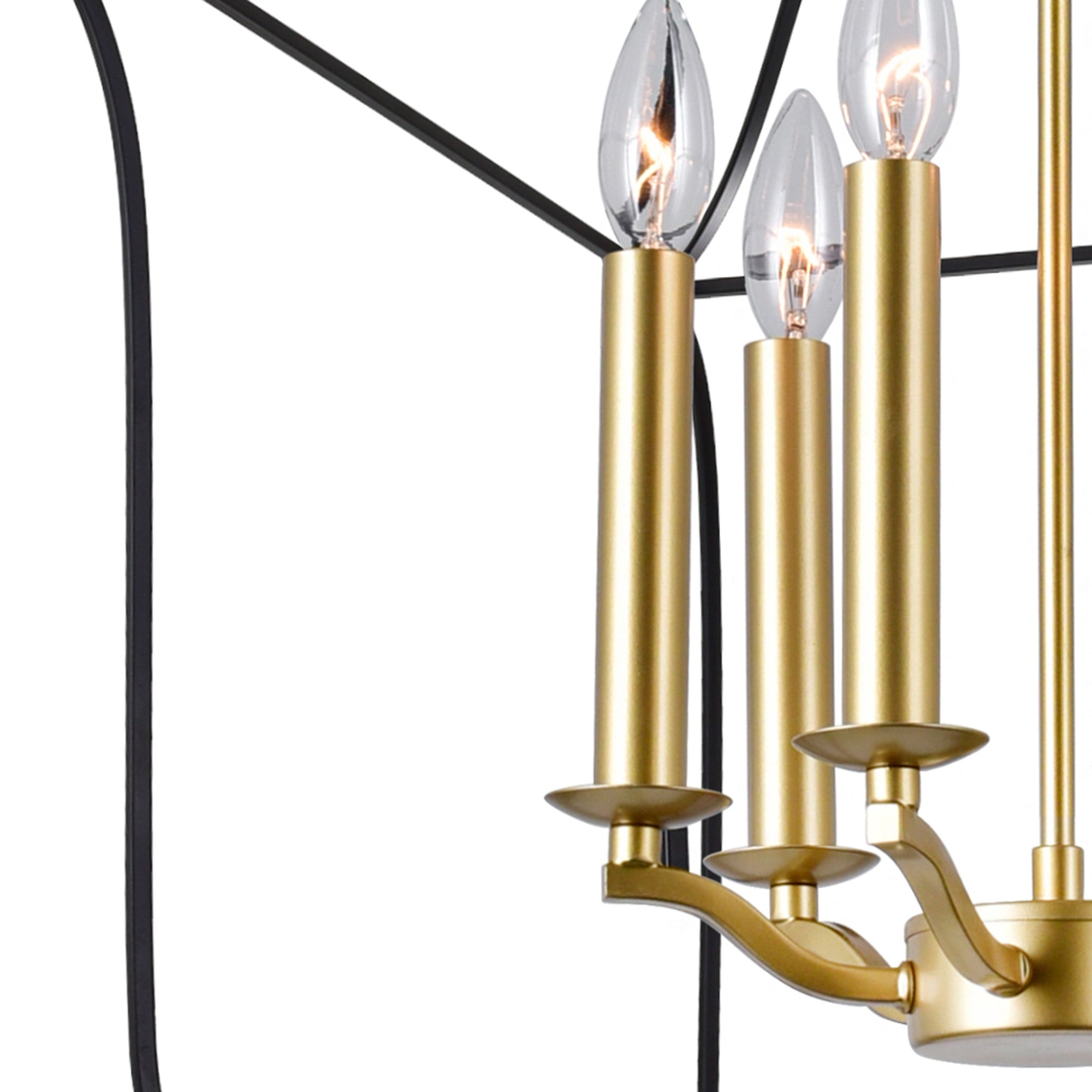 Tudor 6 Light 20in Satin Gold & Black Chandelier - CWI Lighting