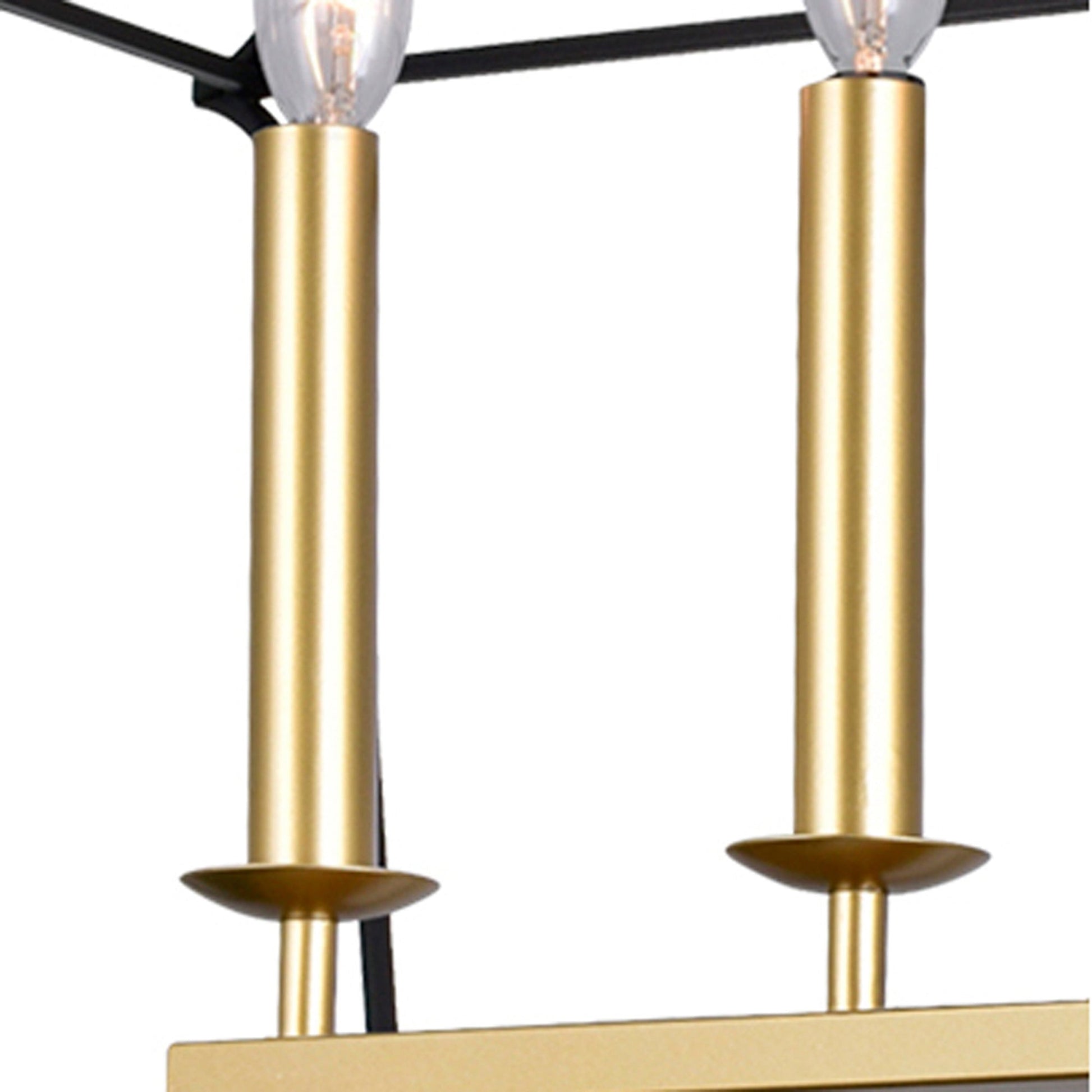 Tudor 6 Light 36in Satin Gold & Black Chandelier - CWI Lighting