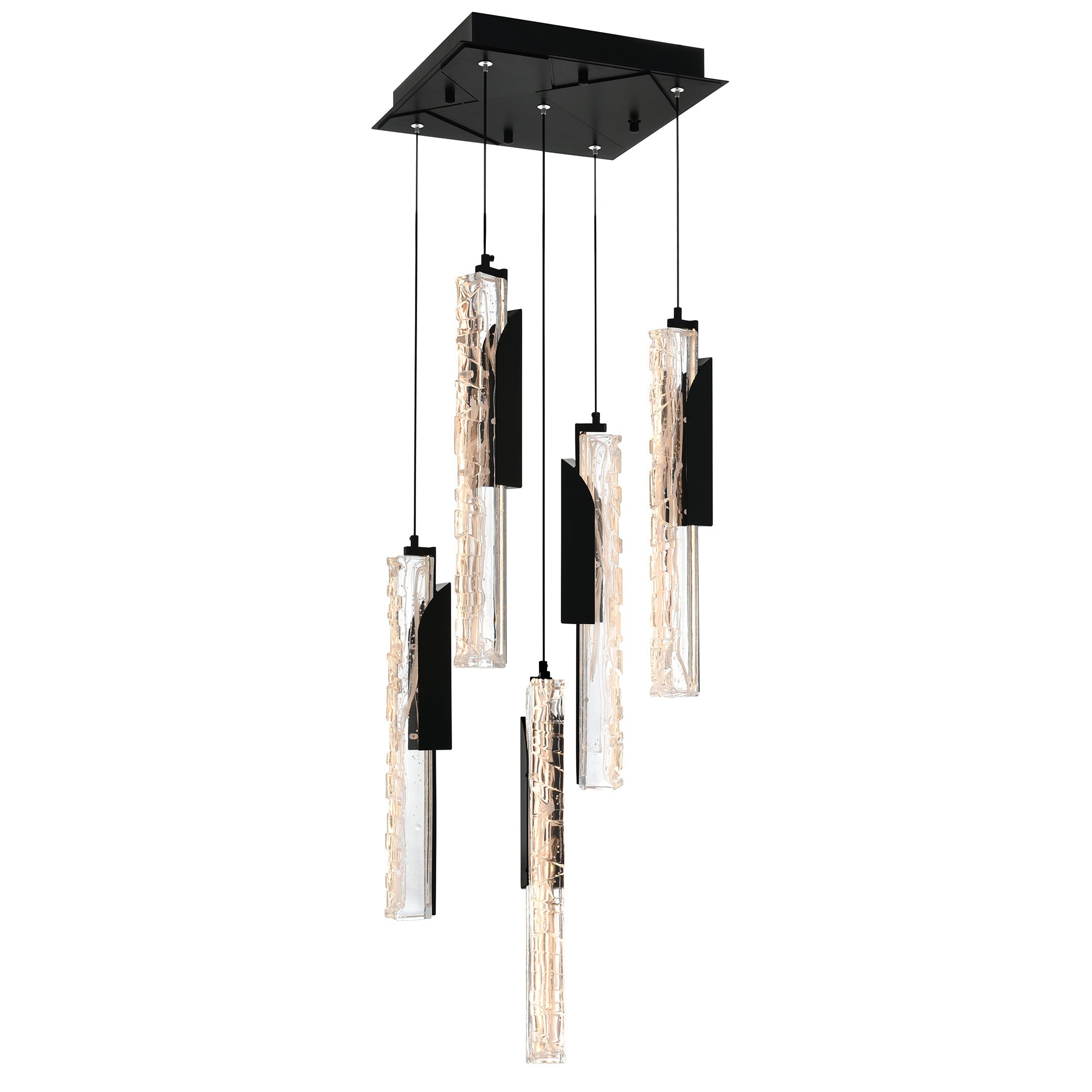 Valira Integrated LED 12in Black Mini Pendant with Handcrafted Glass - CWI Lighting