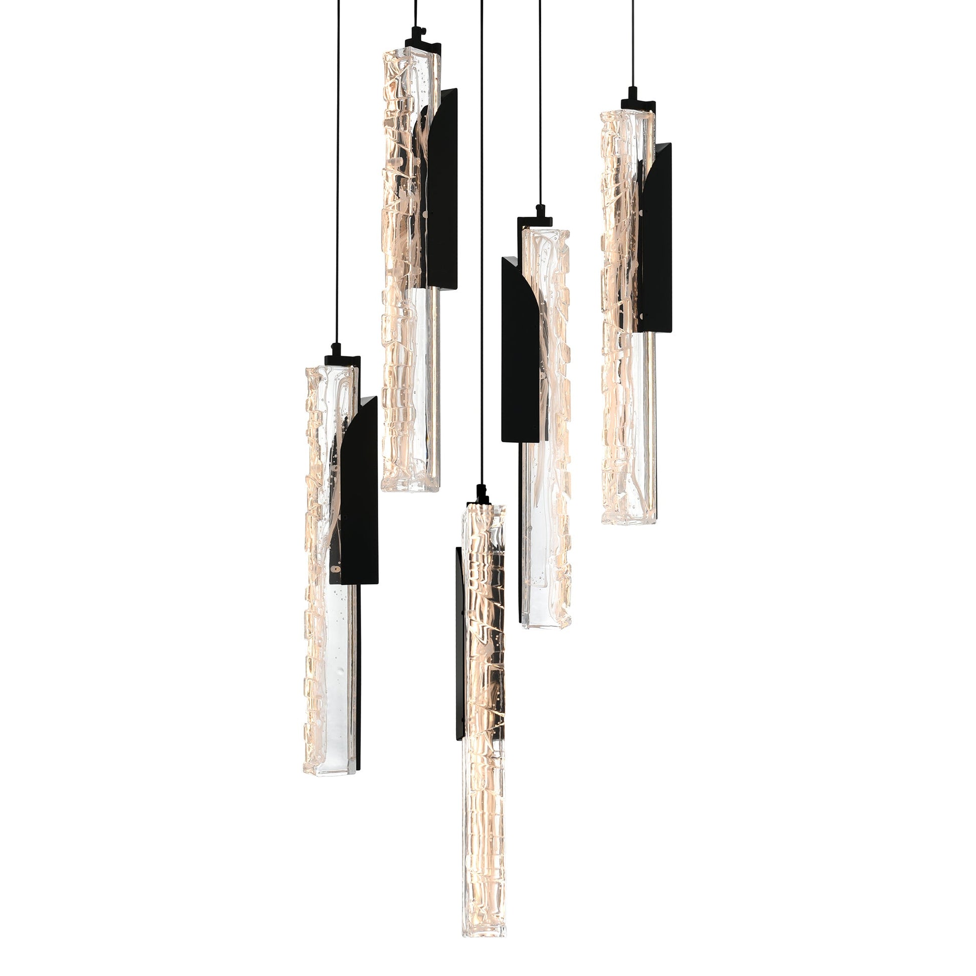 Valira Integrated LED 12in Black Mini Pendant with Handcrafted Glass - CWI Lighting
