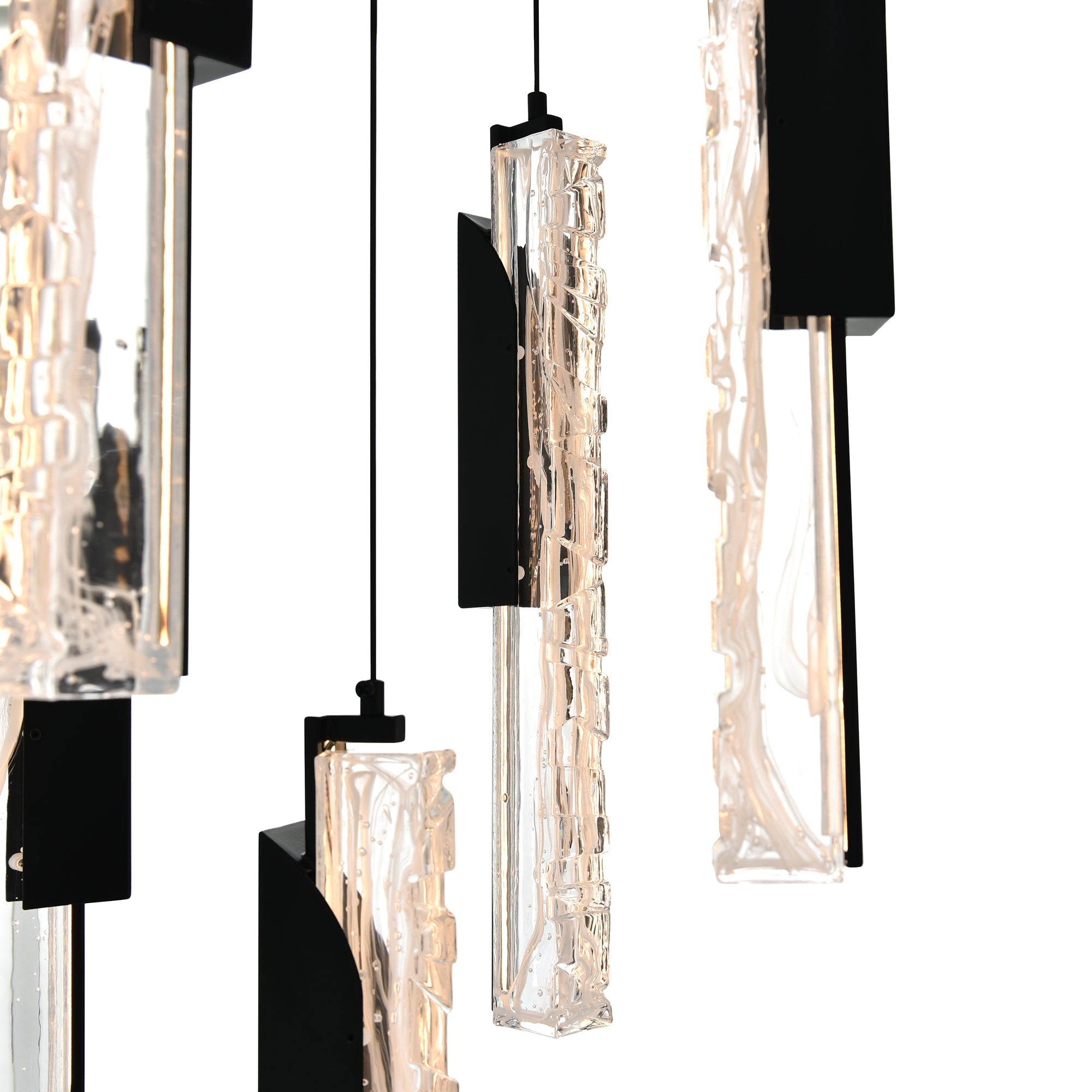 Valira Integrated LED 12in Black Mini Pendant with Handcrafted Glass - CWI Lighting