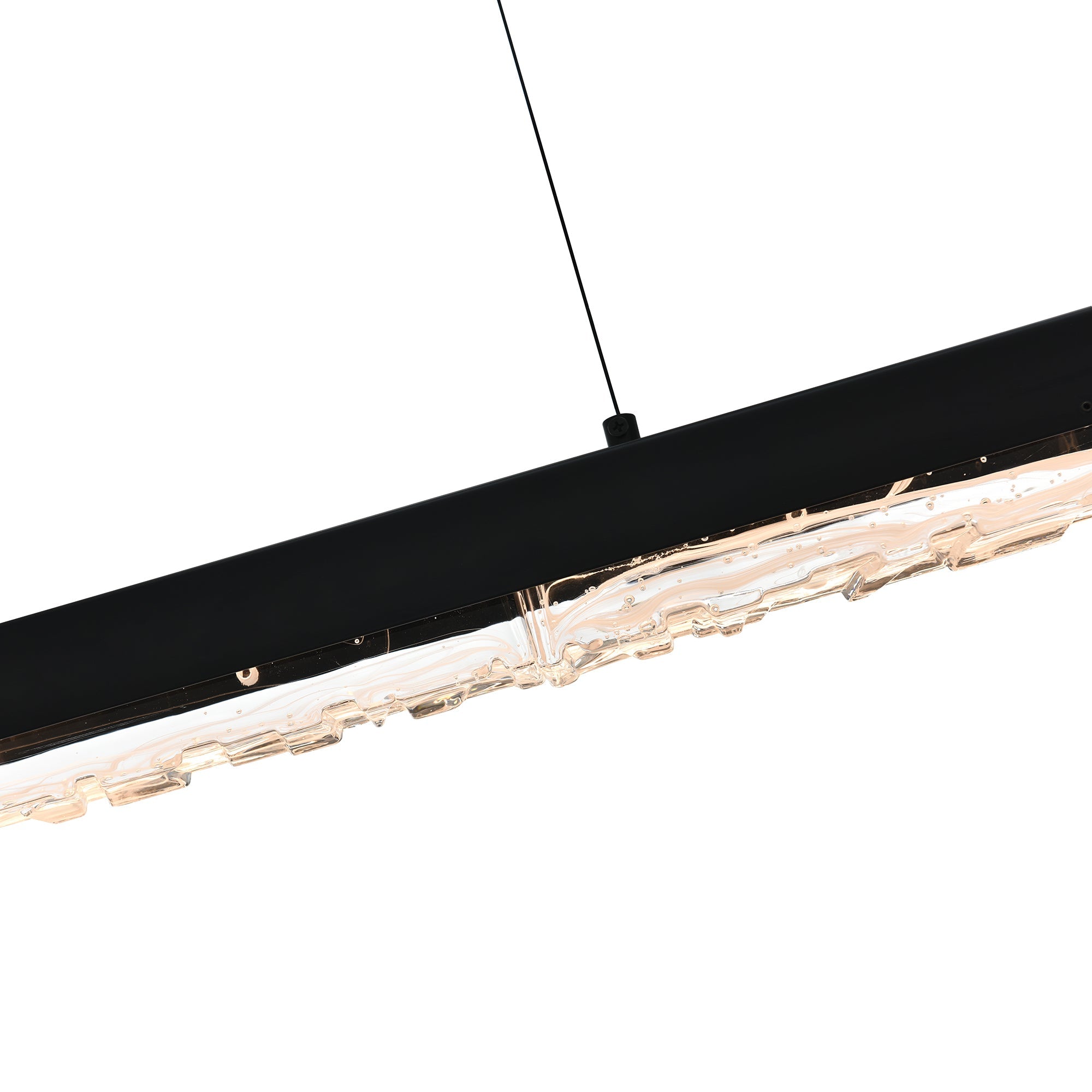 Valira Integrated LED 48in Black Chandelier with Handcrafted Glass - CWI Lighting