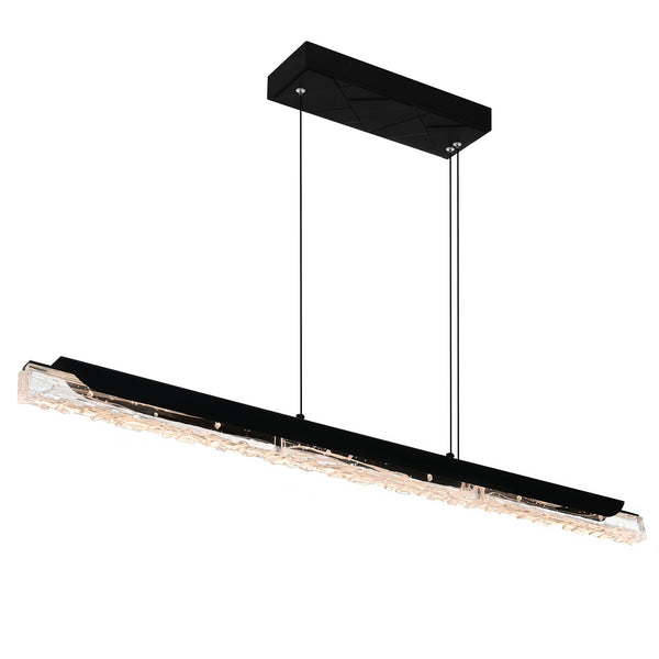 Valira Integrated LED 48in Black Chandelier with Handcrafted Glass - CWI Lighting