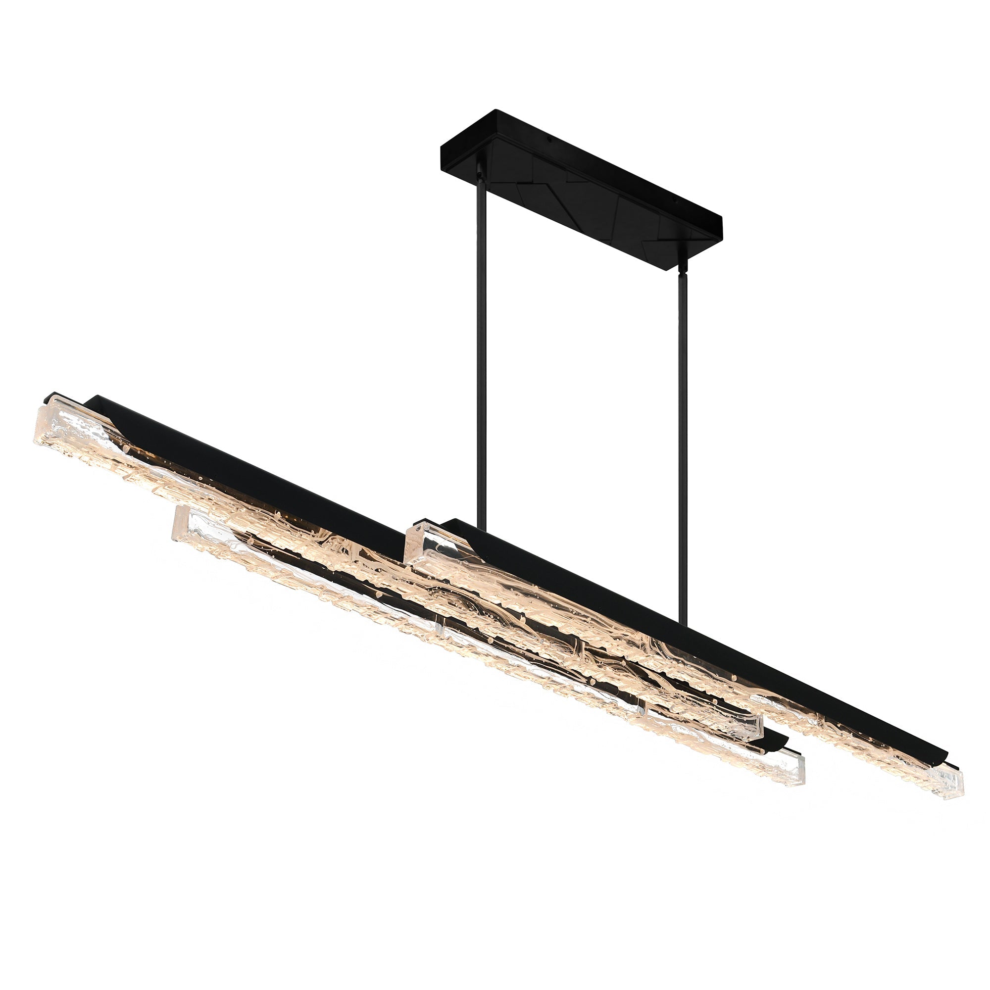 Valira Integrated LED 60in Black Chandelier with Handcrafted Glass - CWI Lighting
