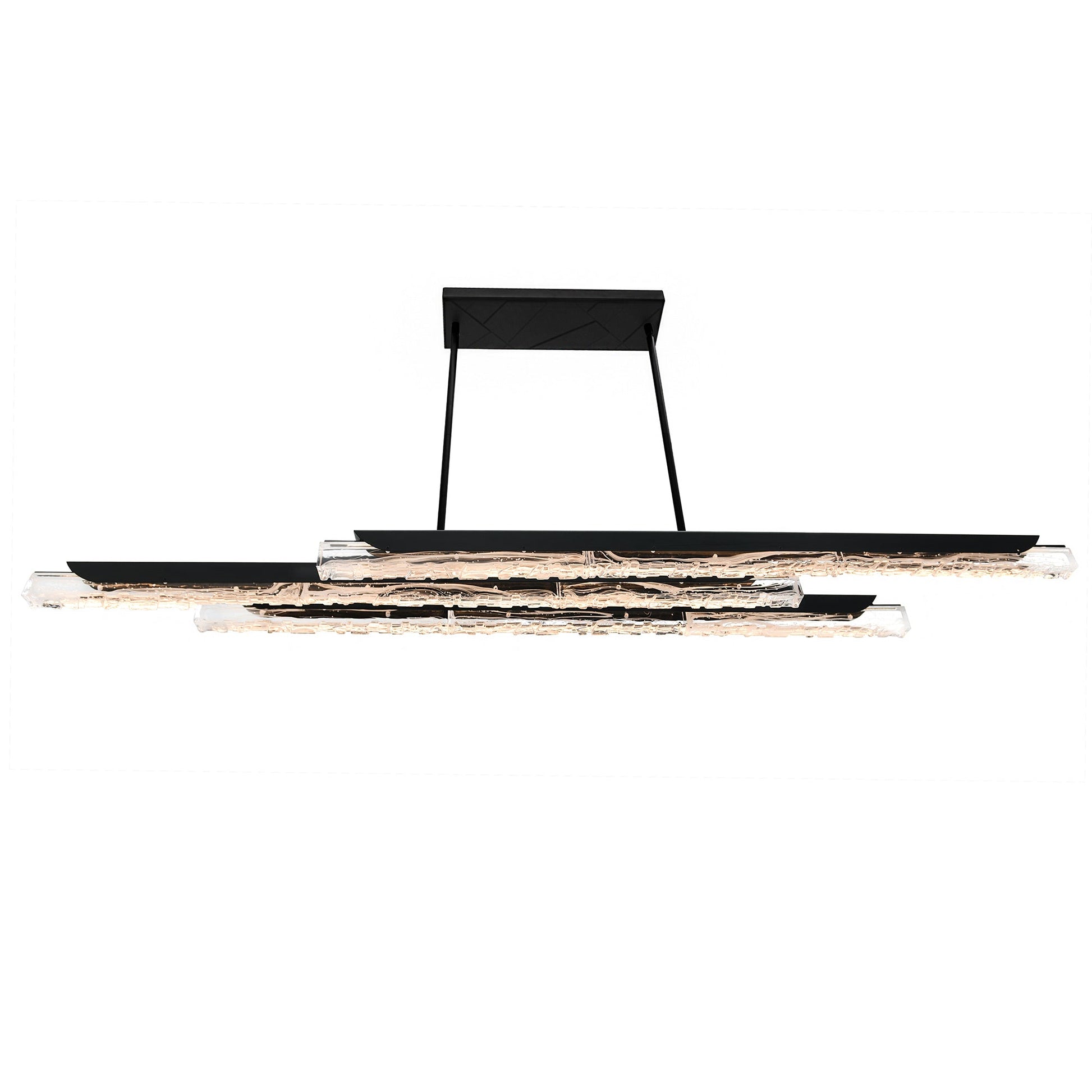 Valira Integrated LED 60in Black Chandelier with Handcrafted Glass - CWI Lighting