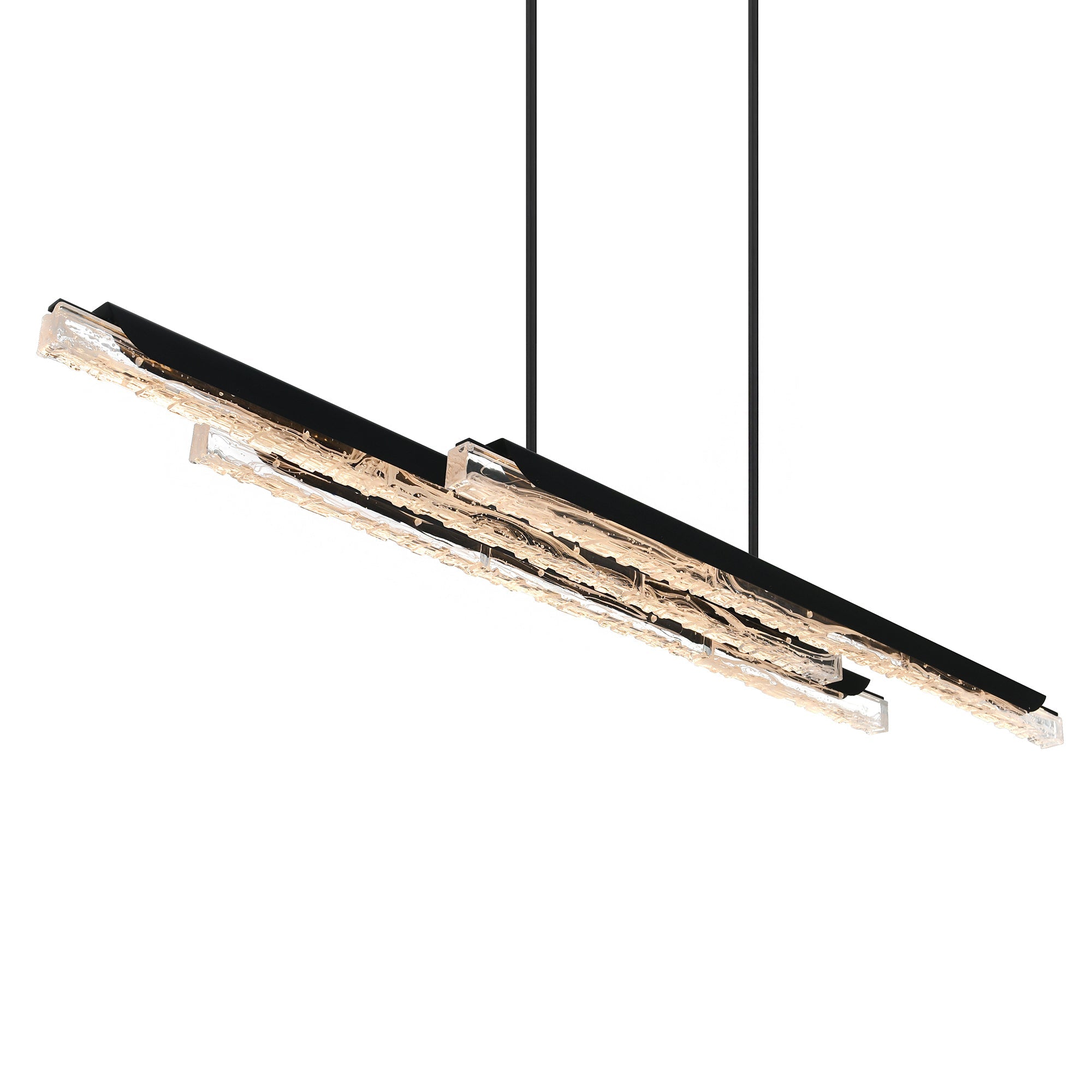 Valira Integrated LED 60in Black Chandelier with Handcrafted Glass - CWI Lighting