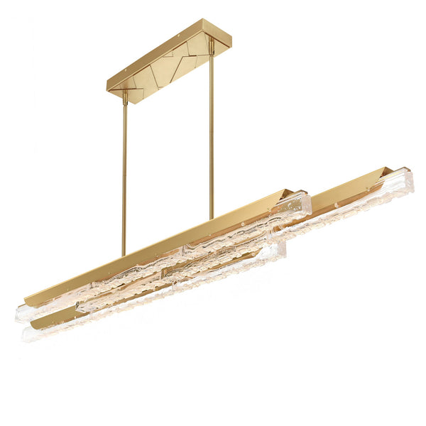 Valira Integrated LED 60in Brass Chandelier with Handcrafted Glass - CWI Lighting