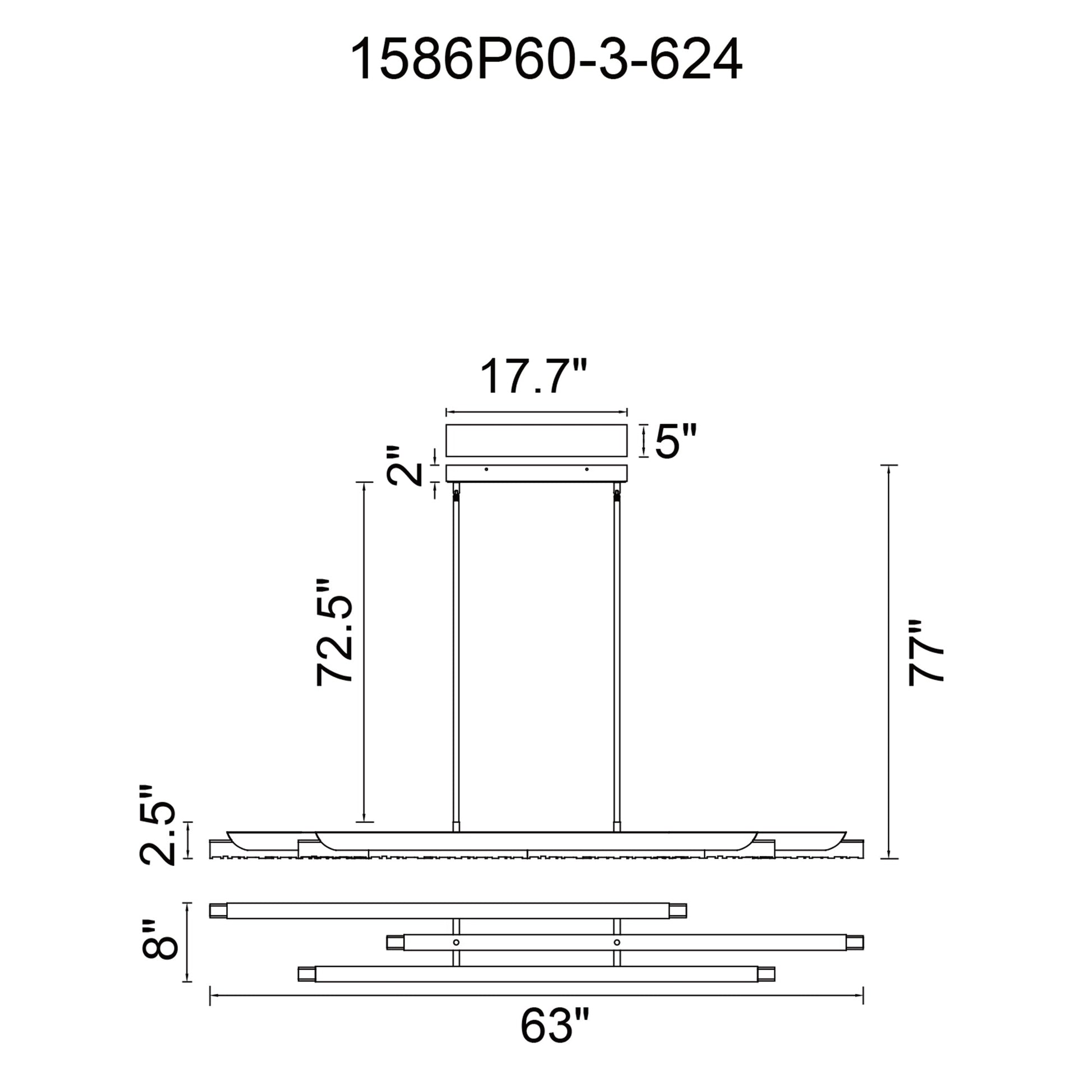 Valira Integrated LED 60in Brass Chandelier with Handcrafted Glass - CWI Lighting