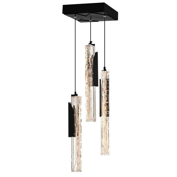 Valira Integrated LED 8in Black Mini Pendant with Handcrafted Glass - CWI Lighting