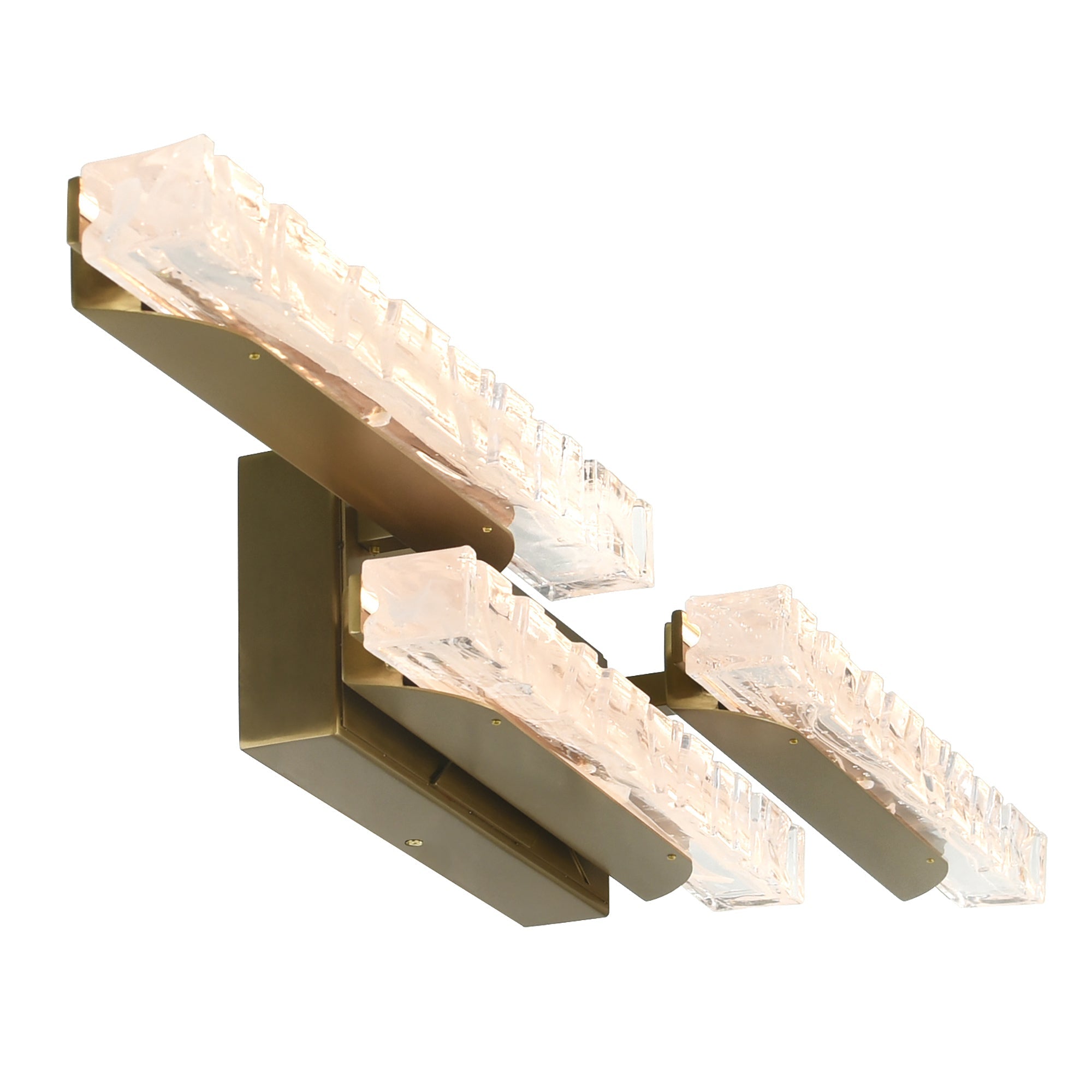 Valira Integrated LED Brass Vanity Light with Handcrafted Glass - CWI Lighting