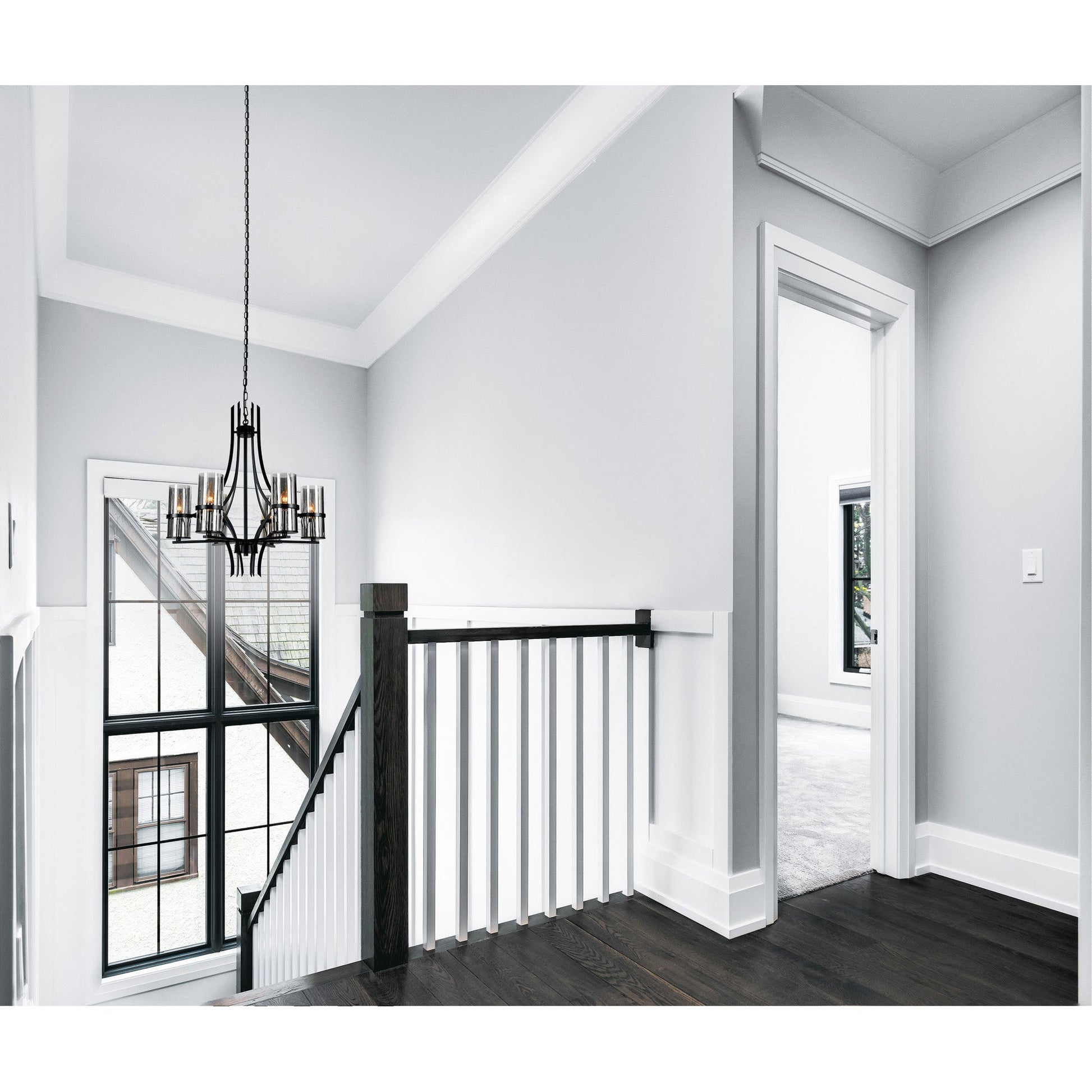 Vanna 6 Light Up Chandelier With Black Finish - CWI Lighting