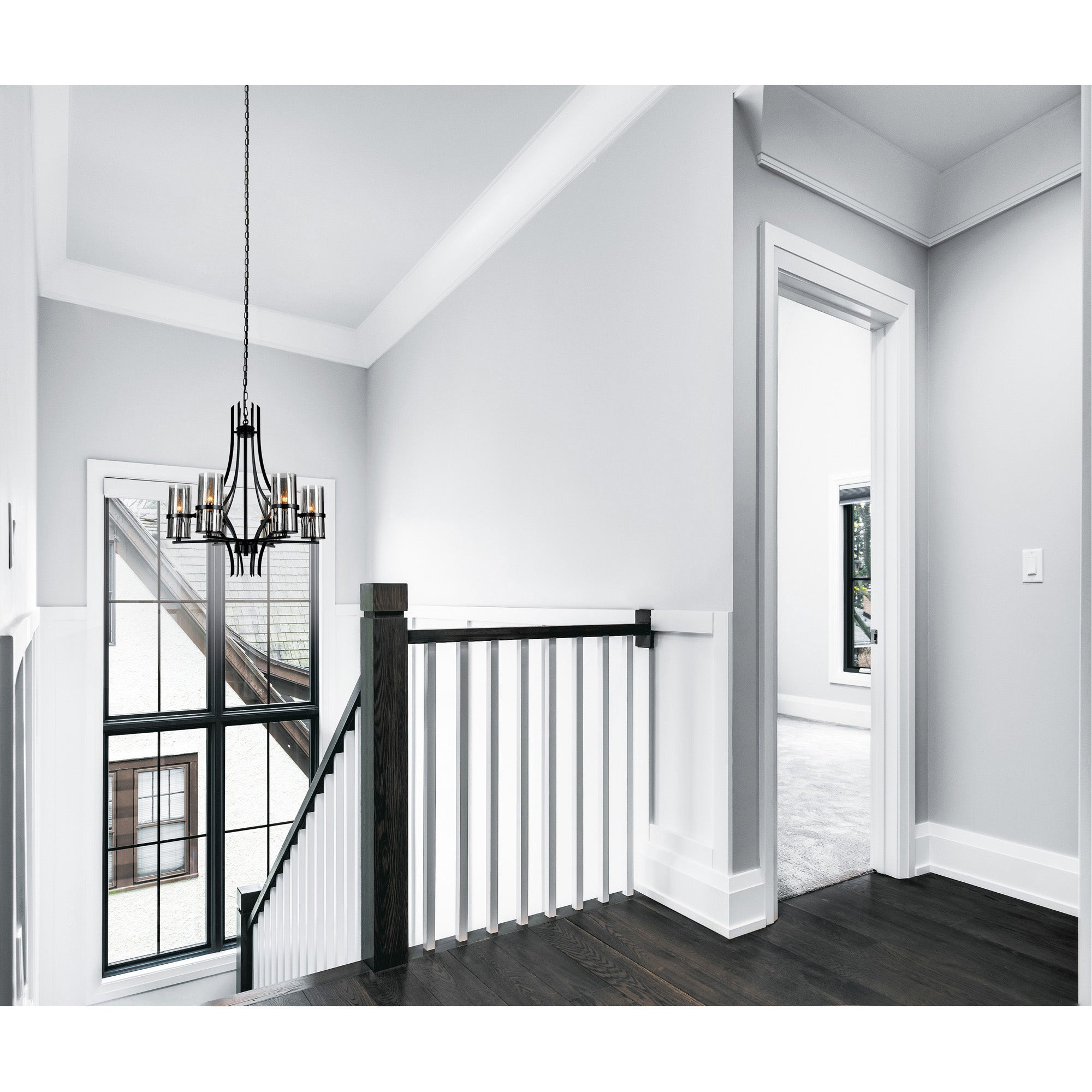 Vanna 6 Light Up Chandelier With Black Finish - CWI Lighting