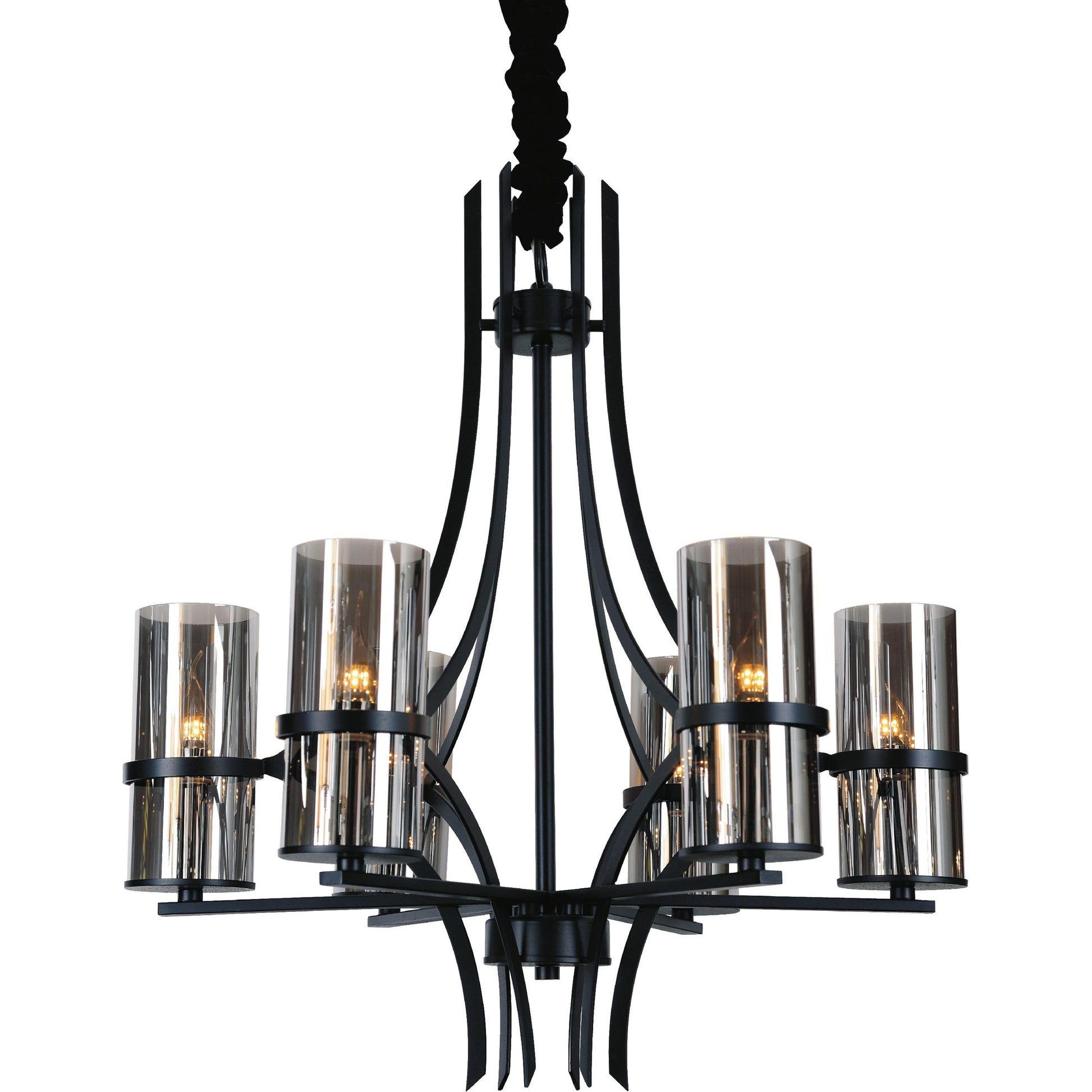Vanna 6 Light Up Chandelier With Black Finish - CWI Lighting
